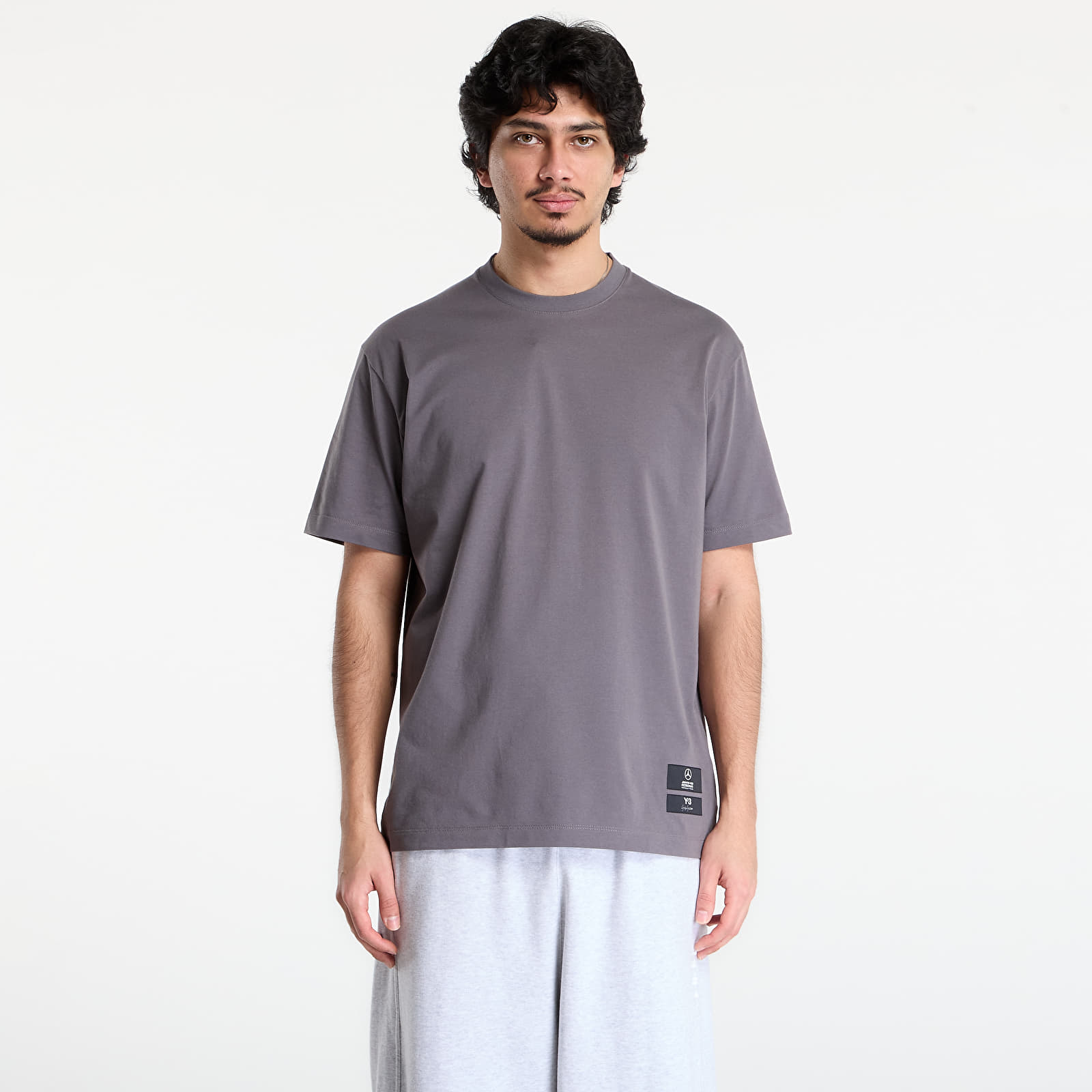 Trička Y-3 Mercedes Logo Stack Short Sleeve T Shirt Granite