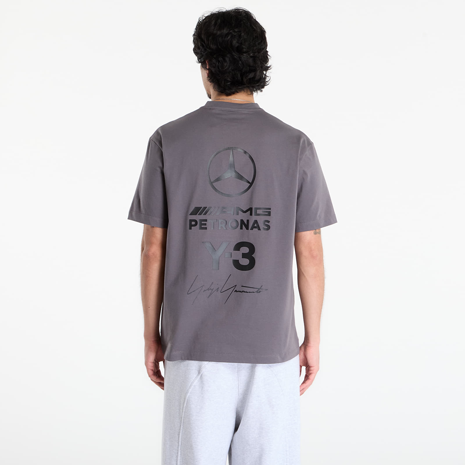 Trička Y-3 Mercedes Logo Stack Short Sleeve T Shirt Granite