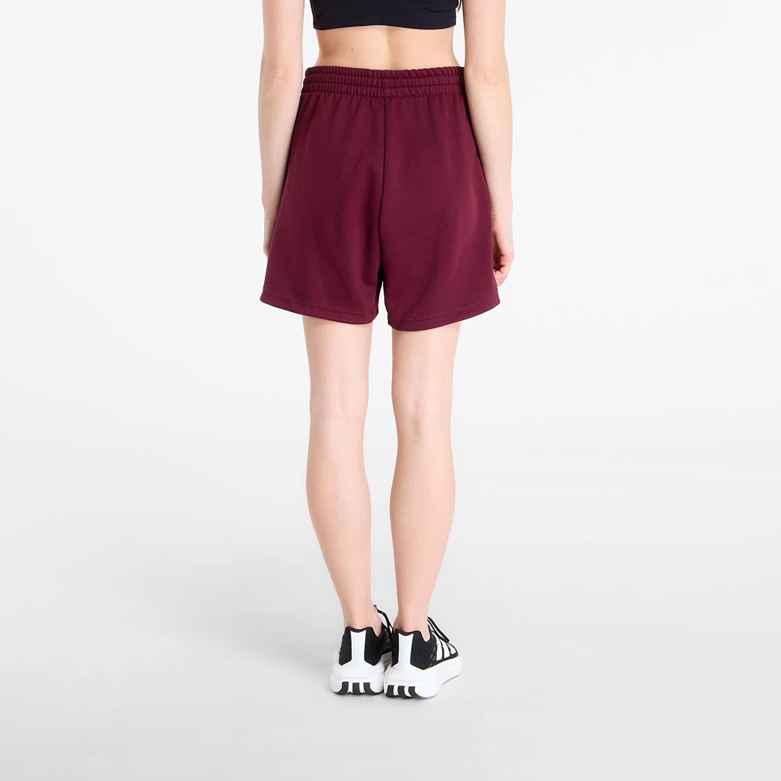 Women's shorts adidas 3 Stripes Studio Fleece Loose Shorts Maroon