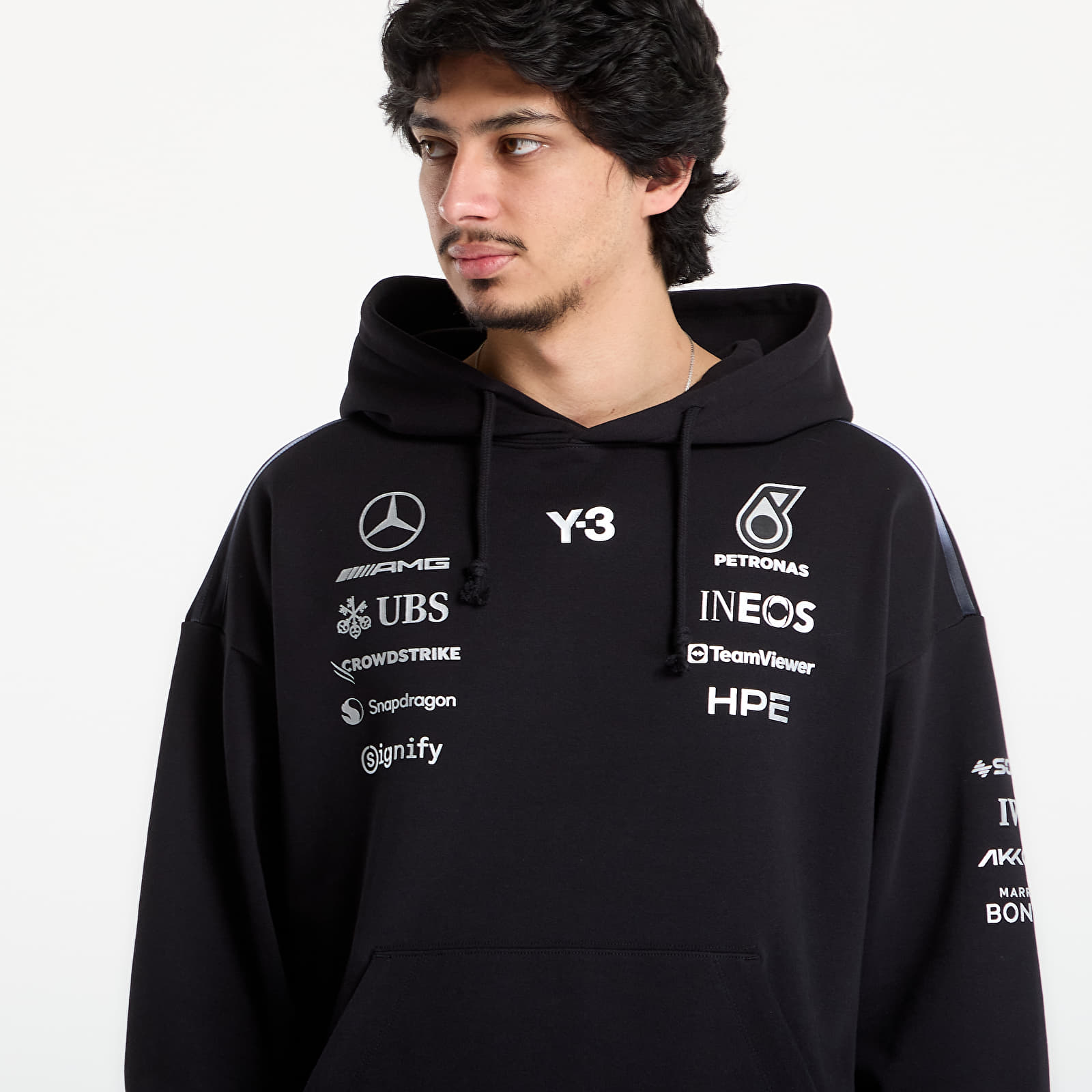 Mikiny Y-3 Mercedes Team Hoodie Black