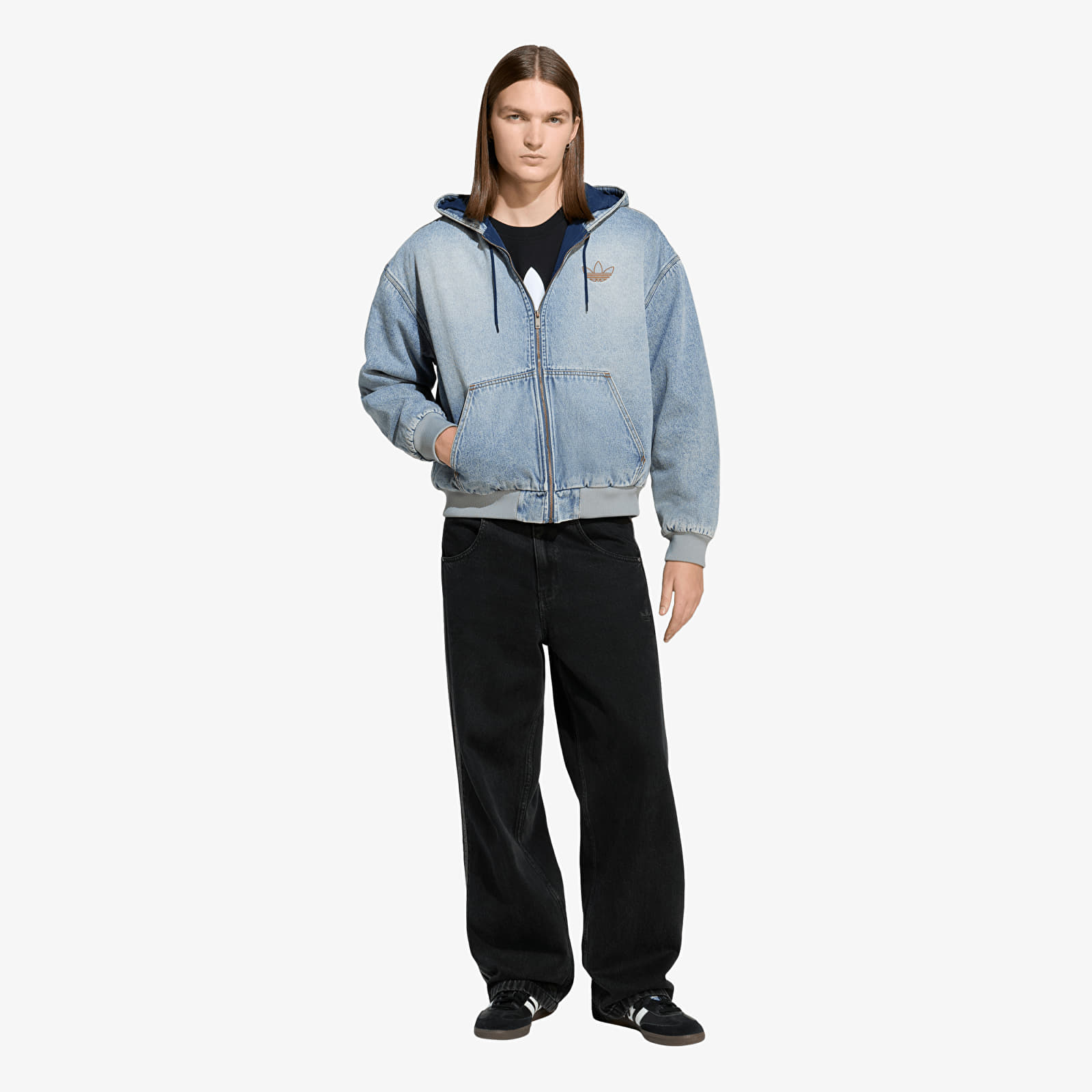 Mikiny adidas Denim Padded Jacket Indigo Denim