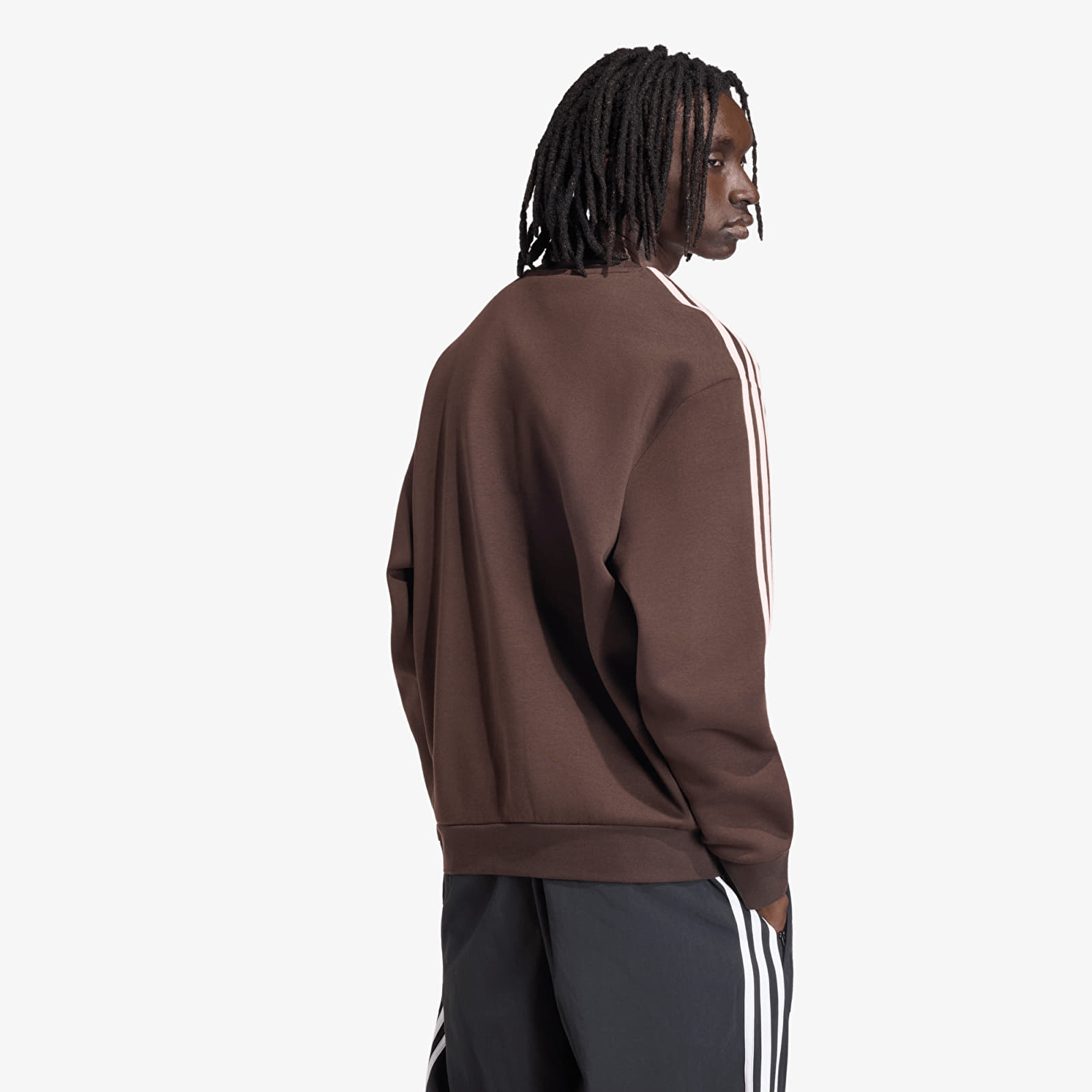 Pánské mikiny adidas Adicolor 3-Stripes Oversized Crewneck Aurora Coffee/ Sandy Pink