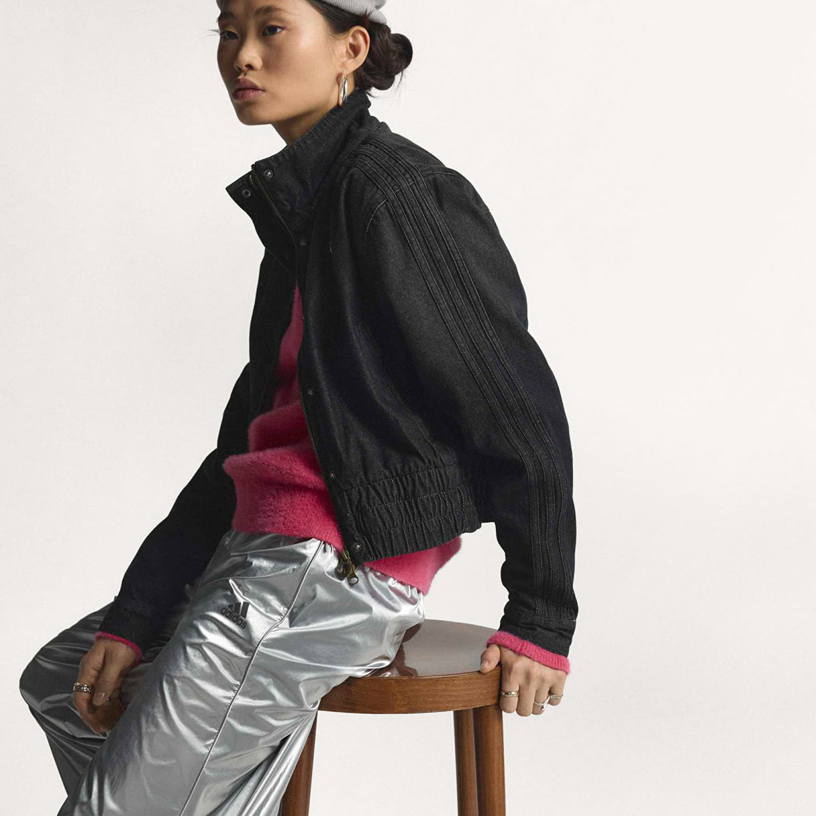 Damesjassen adidas Denim Tracktop True Black Denim