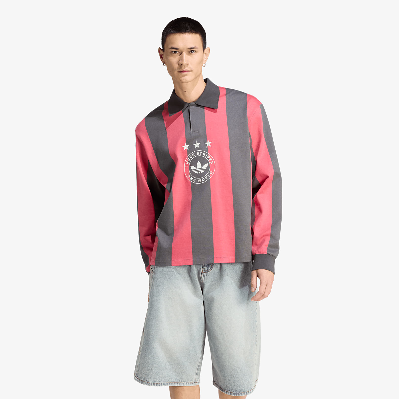 Men's T-shirts adidas Graphic Long Sleeve Polo Shirt Utility Black/ Cream White