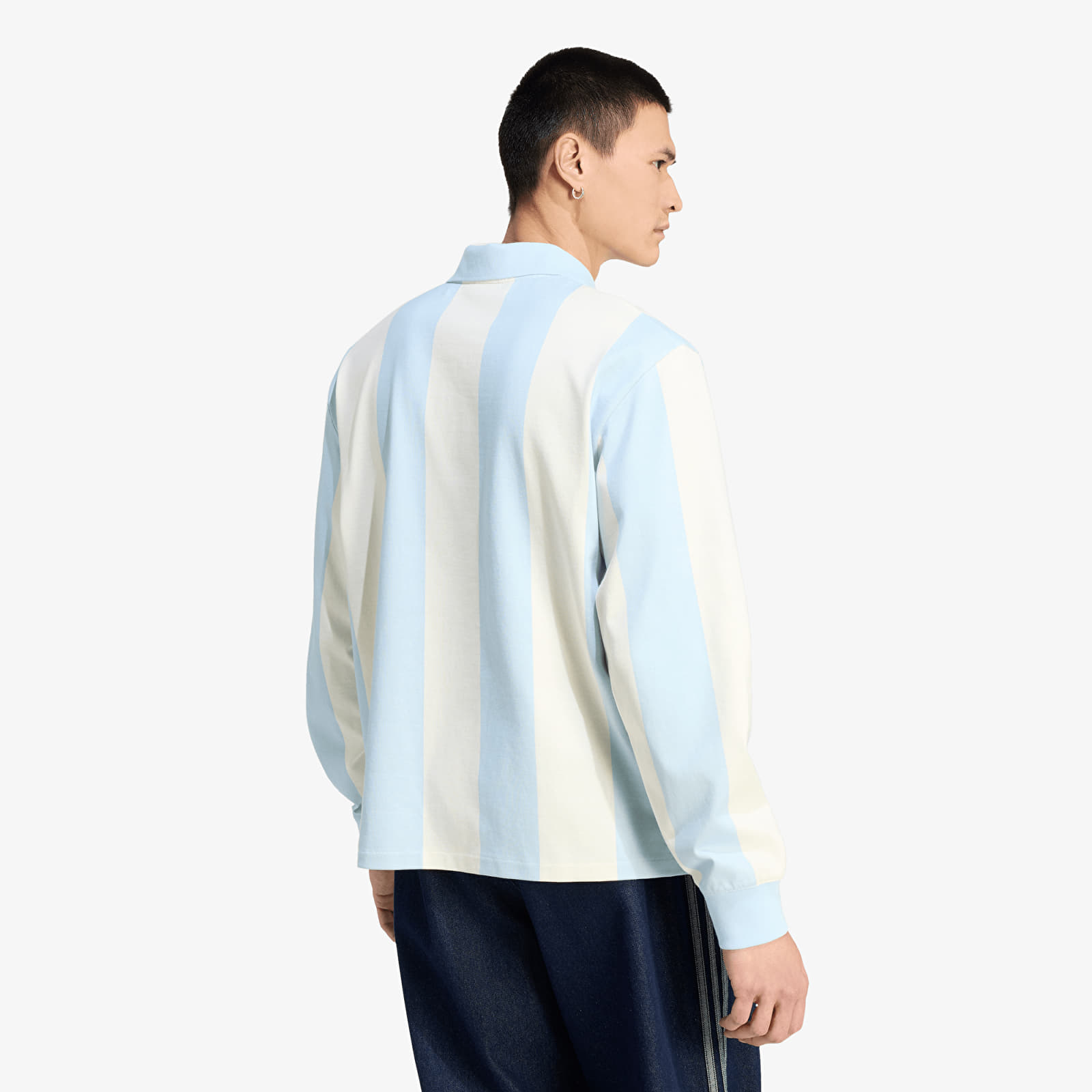 Men's T-shirts adidas Graphic Long Sleeve Polo Shirt Ice Blue