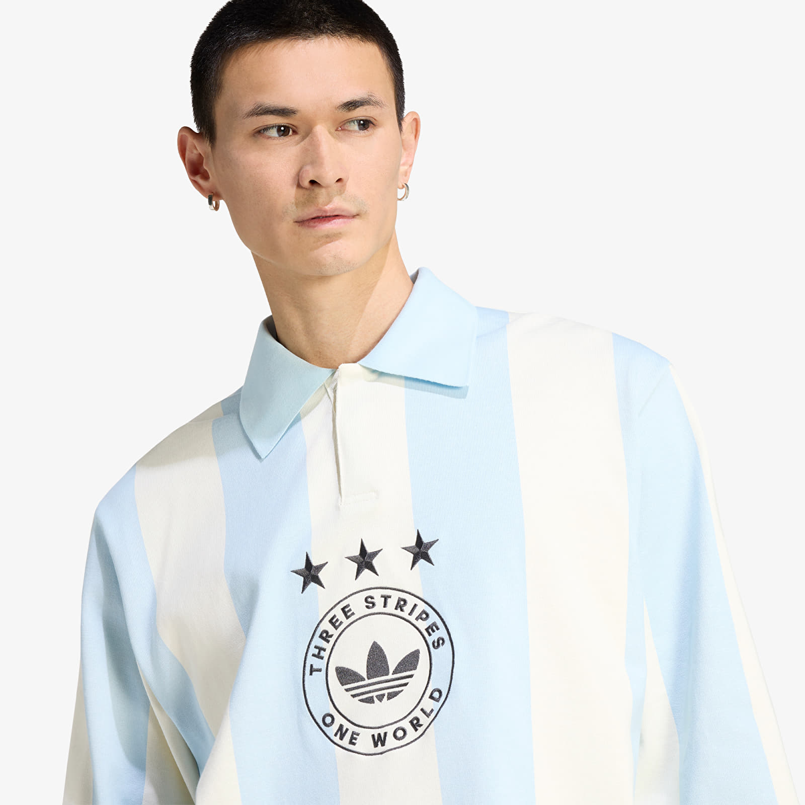 Men's T-shirts adidas Graphic Long Sleeve Polo Shirt Ice Blue