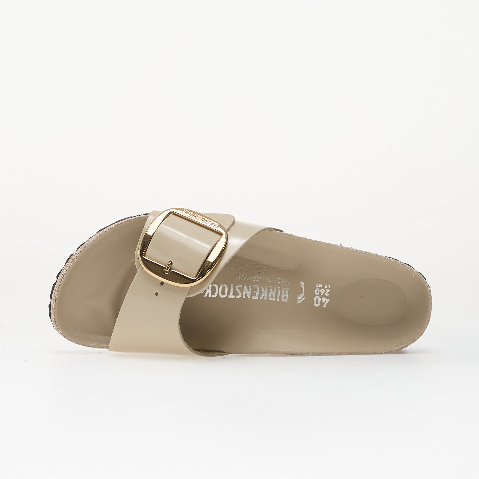 Damesschoenen Birkenstock Madrid Big Buckle Natural Leather Patent Women High-Shine Oyster