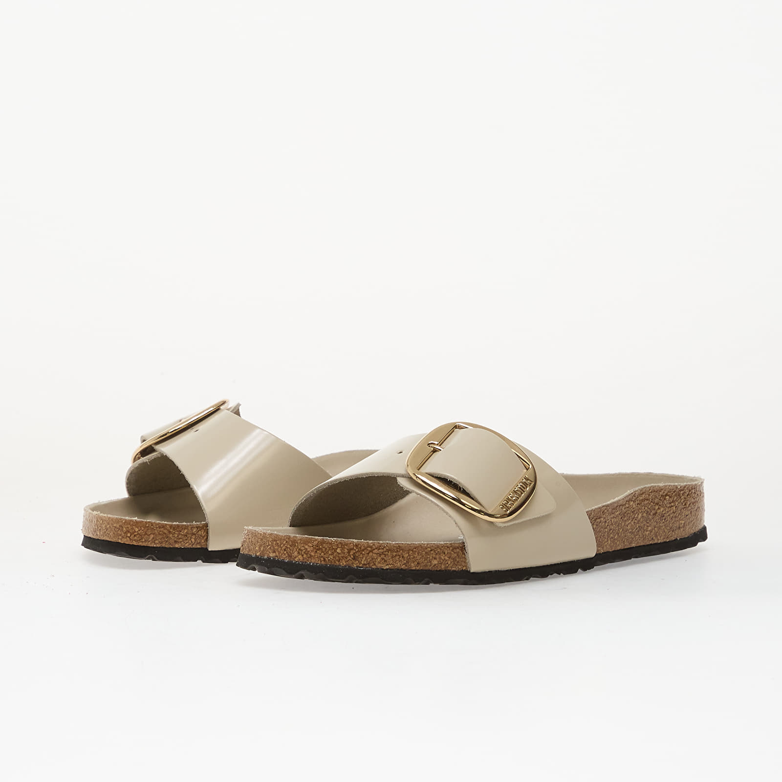 Damesschoenen Birkenstock Madrid Big Buckle Natural Leather Patent Women High-Shine Oyster