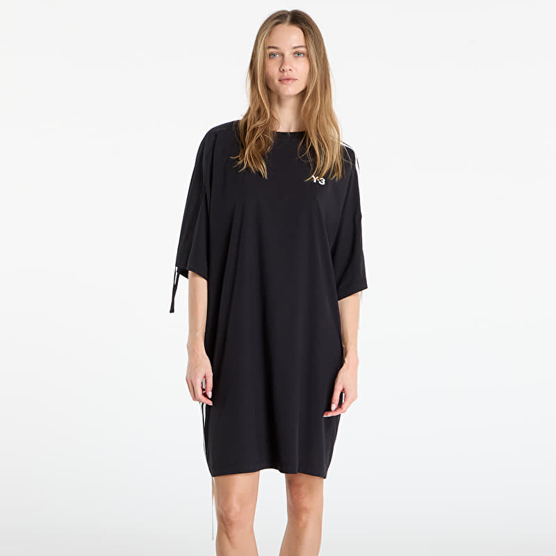Y-3 Cinch 3 Stripes Oversized Tee Dress Black