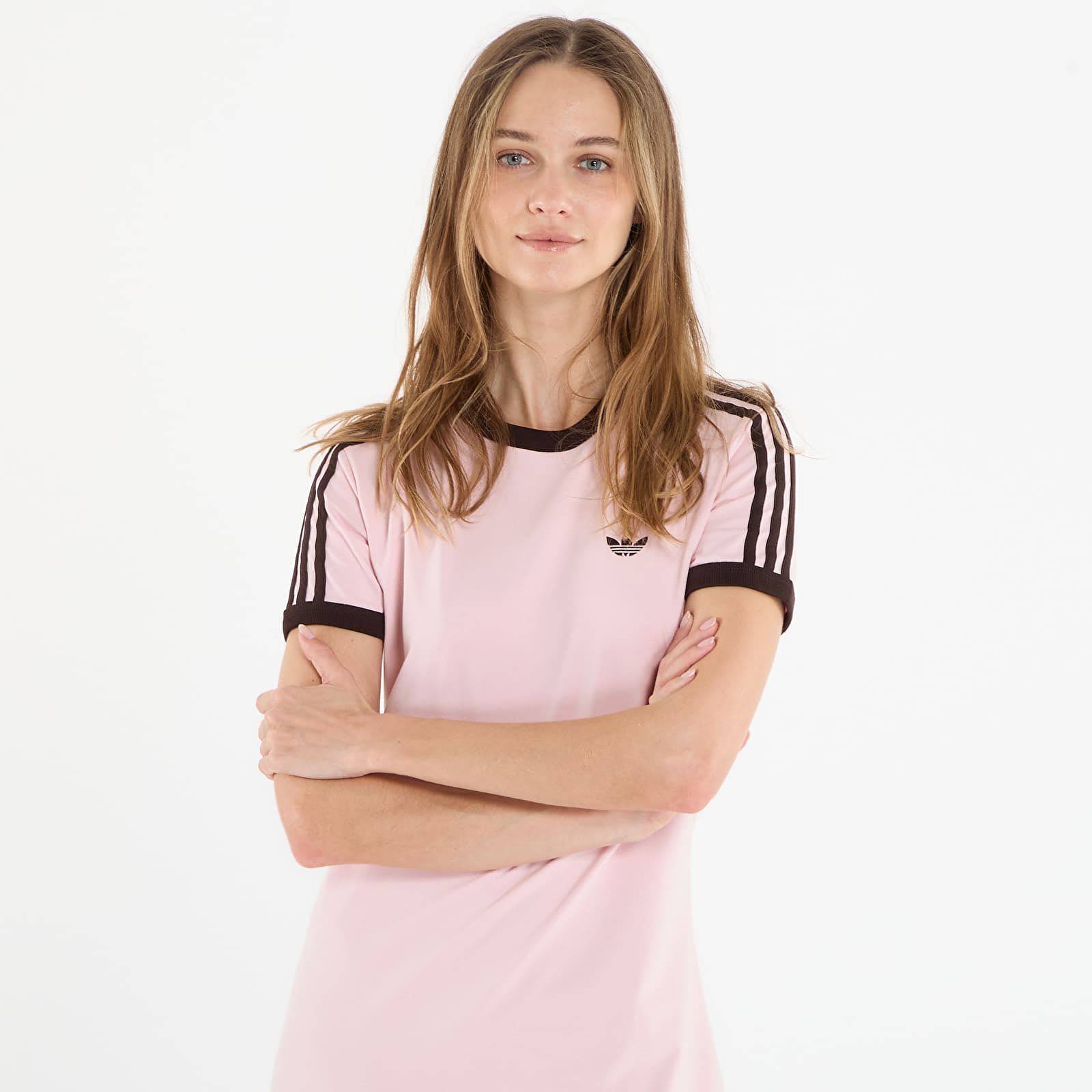 Kjoler til kvinder adidas 3 Stripes Dress (Slim) Sandy Pink/ Aurora Coffee