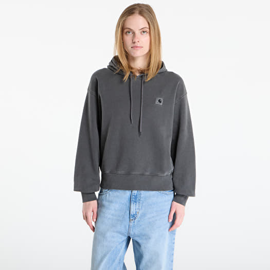 Mikina Carhartt WIP W' Hooded Nelson Sweat Black Garment Dyed