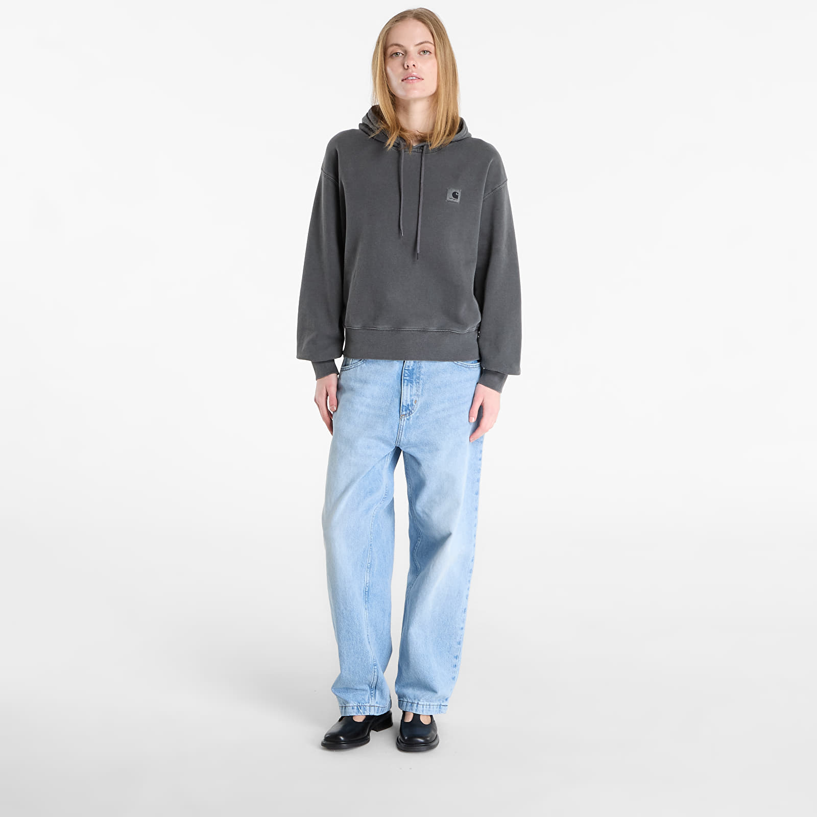 Luvtröjor för kvinnor Carhartt WIP W' Hooded Nelson Sweat Black Garment Dyed