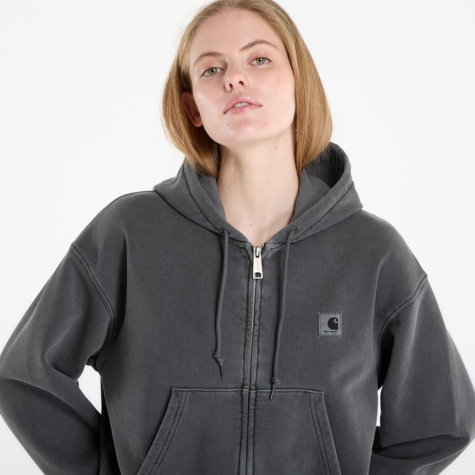 Sweats à capuche femme Carhartt WIP W' Hooded Nelson Jacket Black Garment Dyed