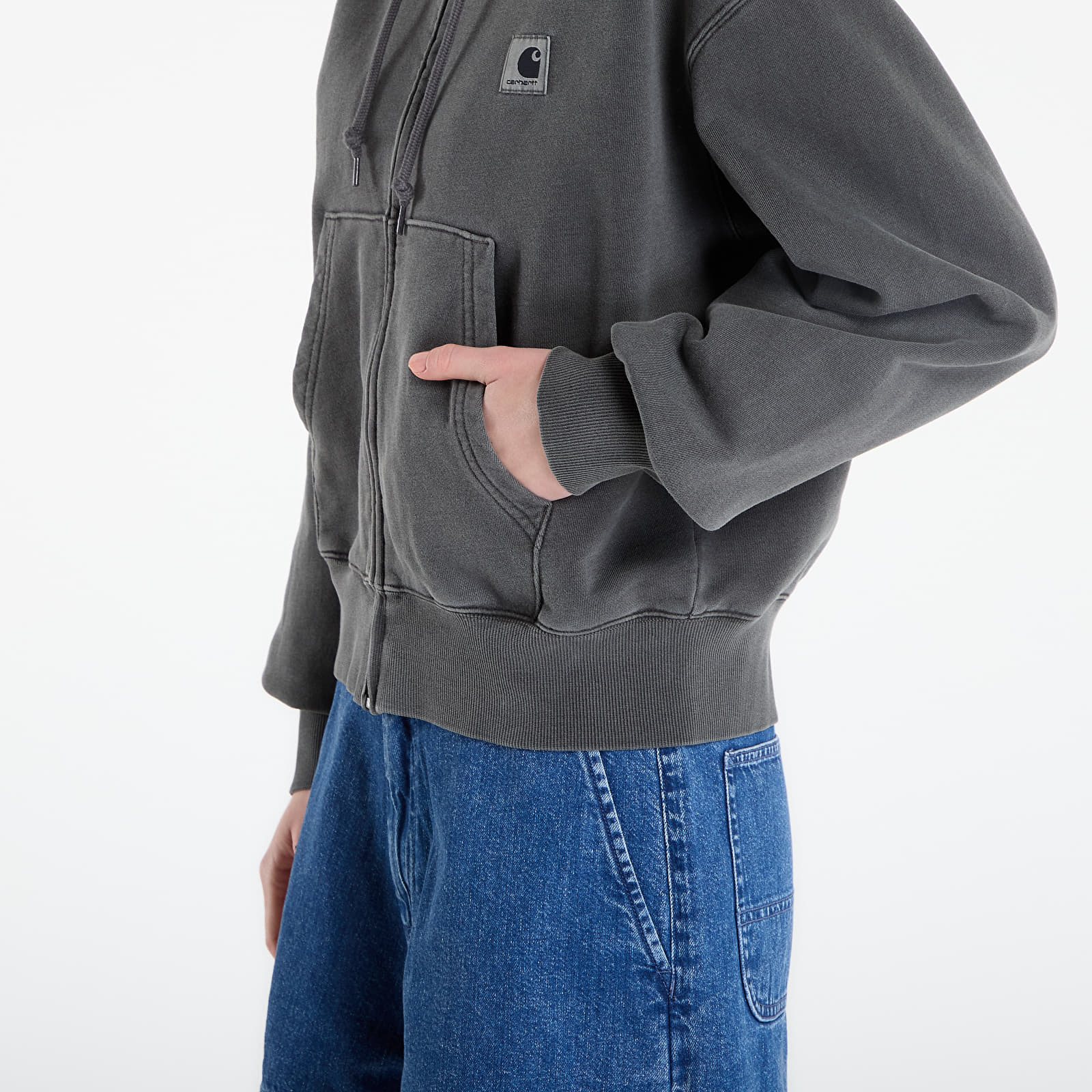 Sweats à capuche femme Carhartt WIP W' Hooded Nelson Jacket Black Garment Dyed