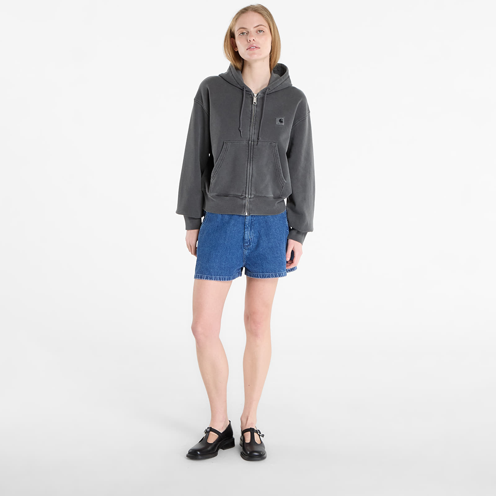Sweats à capuche femme Carhartt WIP W' Hooded Nelson Jacket Black Garment Dyed
