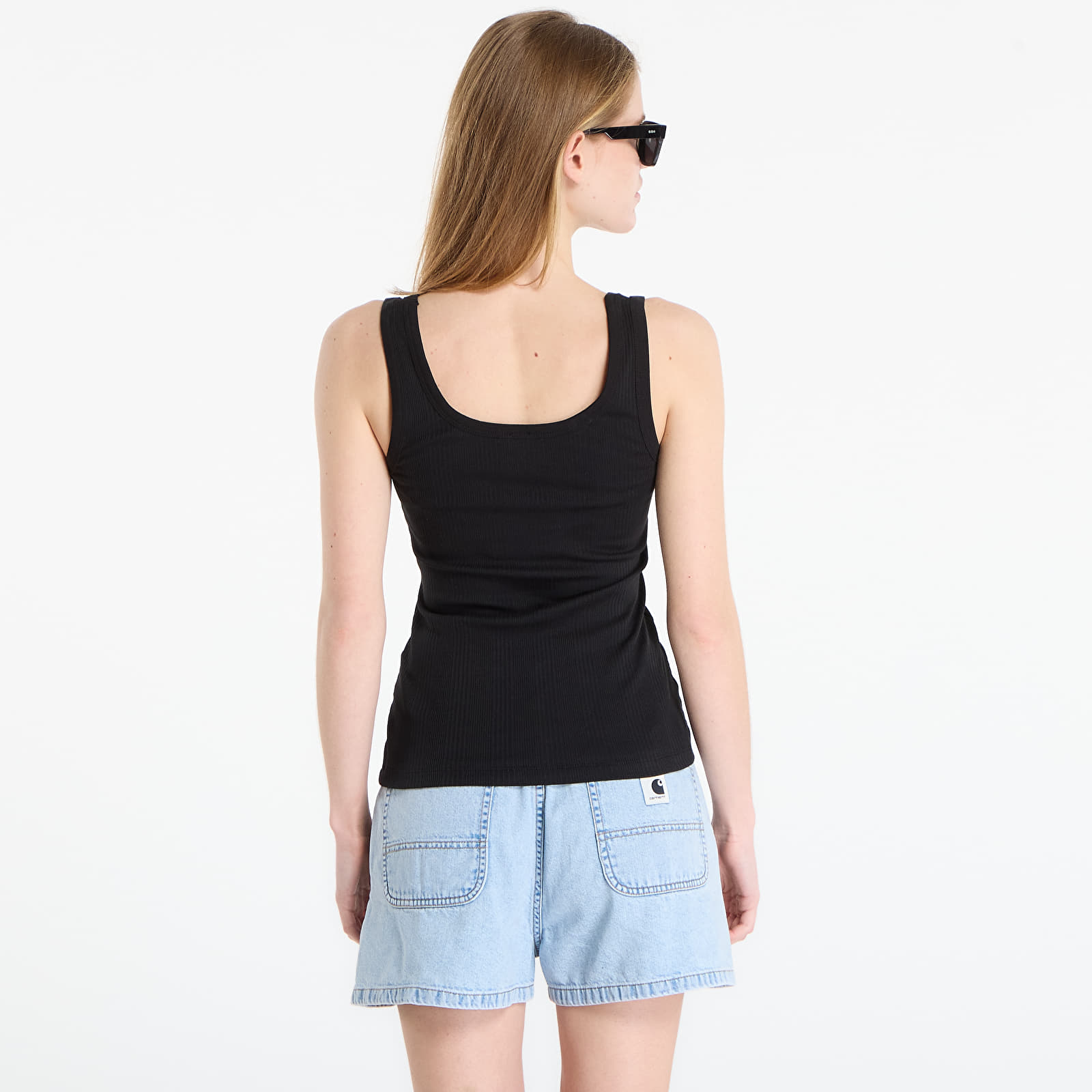 Women's tank tops Calvin Klein Sl Varigated Rib Nano Logo Tank Black