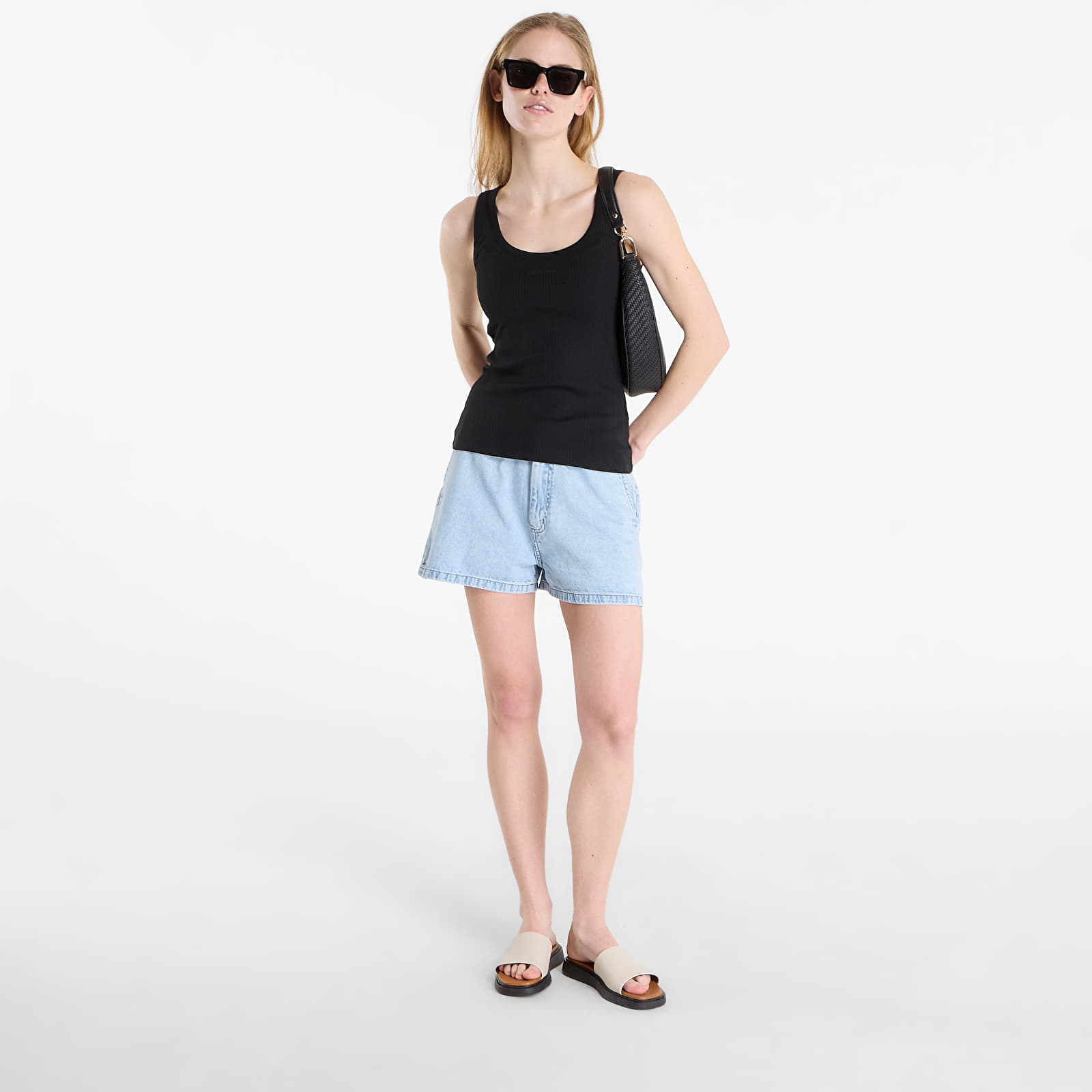 Calvin Klein Sl Varigated Rib Nano Logo Tank Black | Footshop
