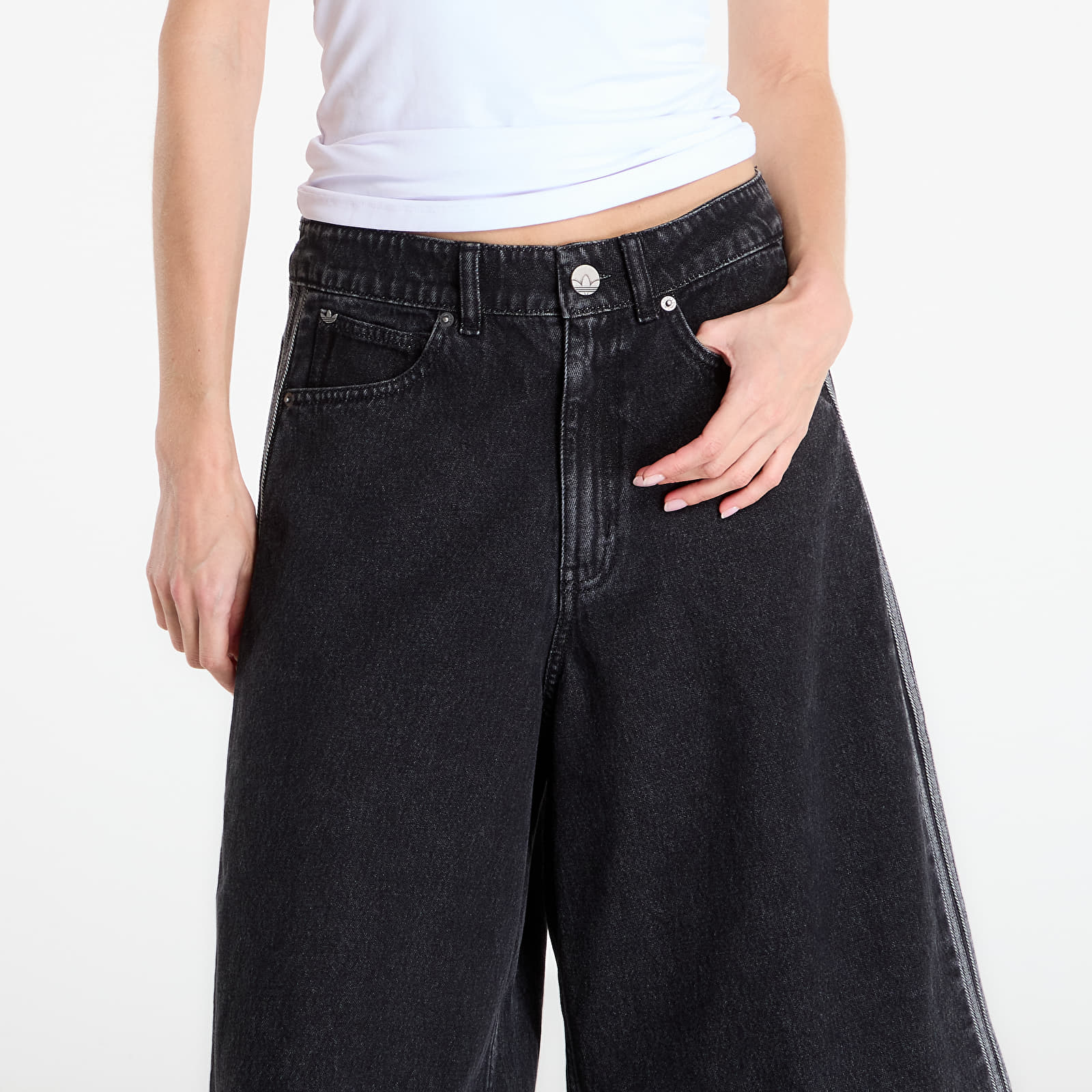 Calções de senhora adidas Firebird Jorts Denim True Black Denim