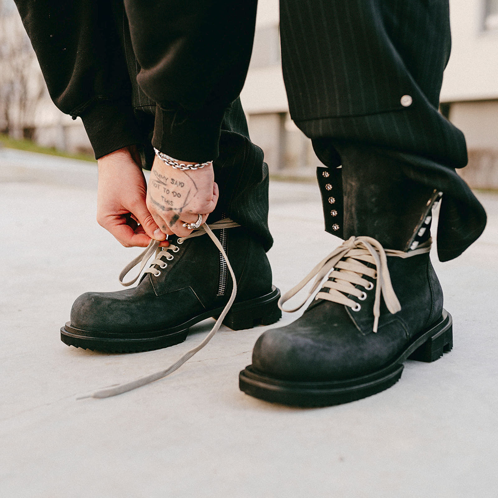 Herenschoenen Rick Owens DRKSHDW Leather Boots - Low Army Gabe Black