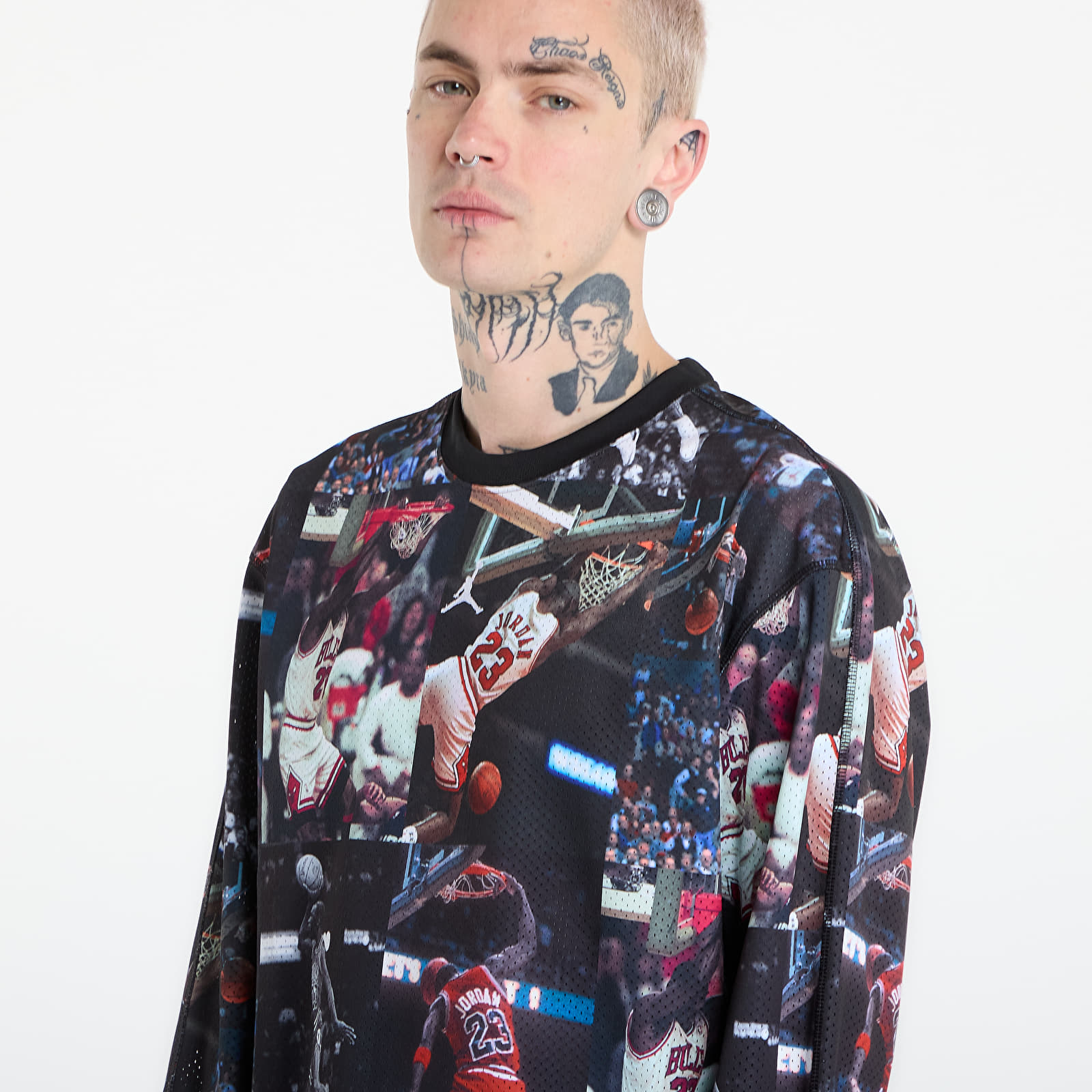 T-Shirts Jordan Flight Men's Printed Long-Sleeve Jersey Black/ White