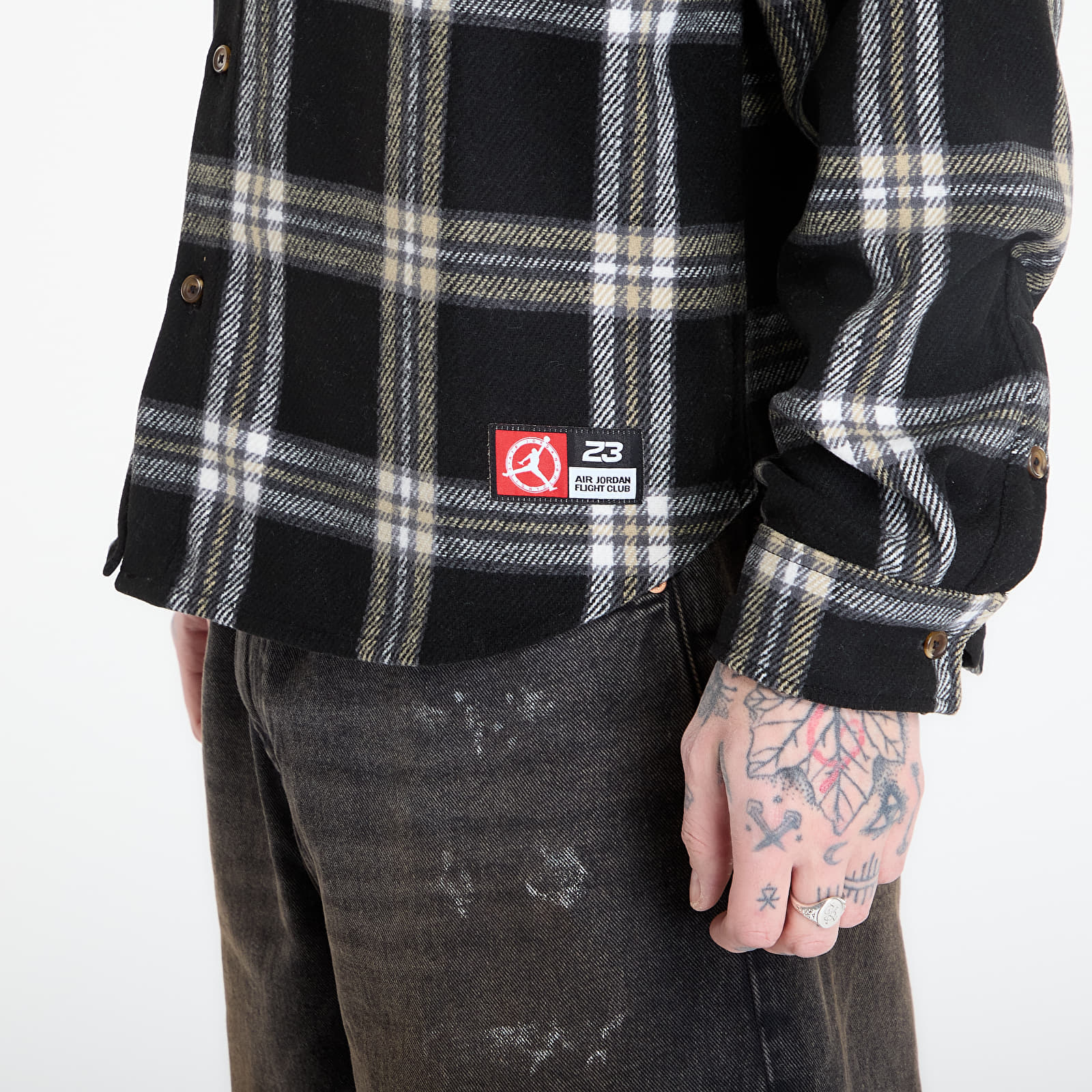 Shirts Jordan Flight Men's Flannel Shirt Black/ Pale Ivory