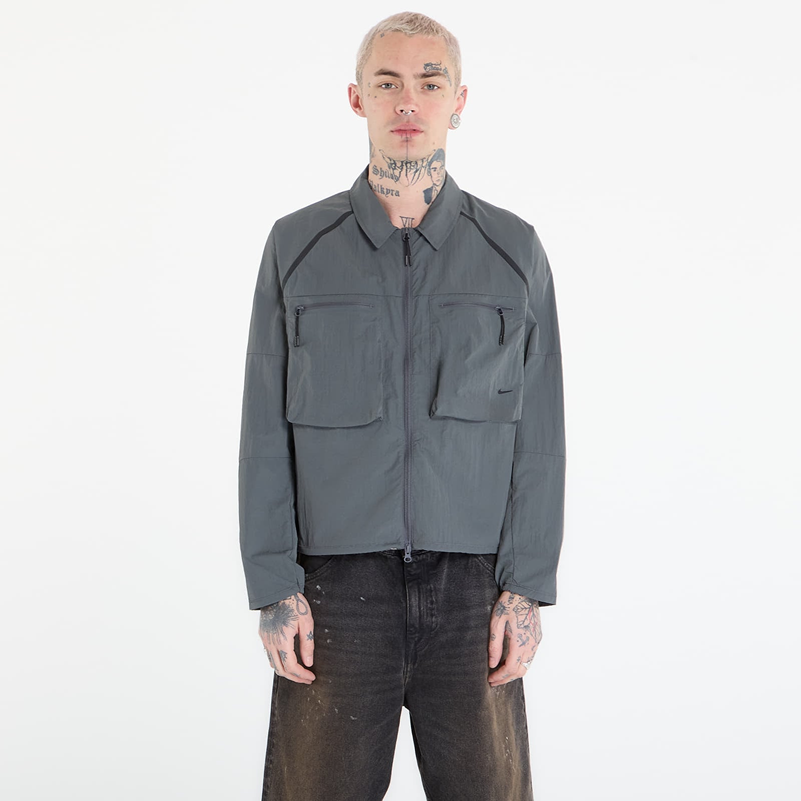 Camice Nike Tech Men's Long-Sleeve Utility Shirt Iron Grey/ Black