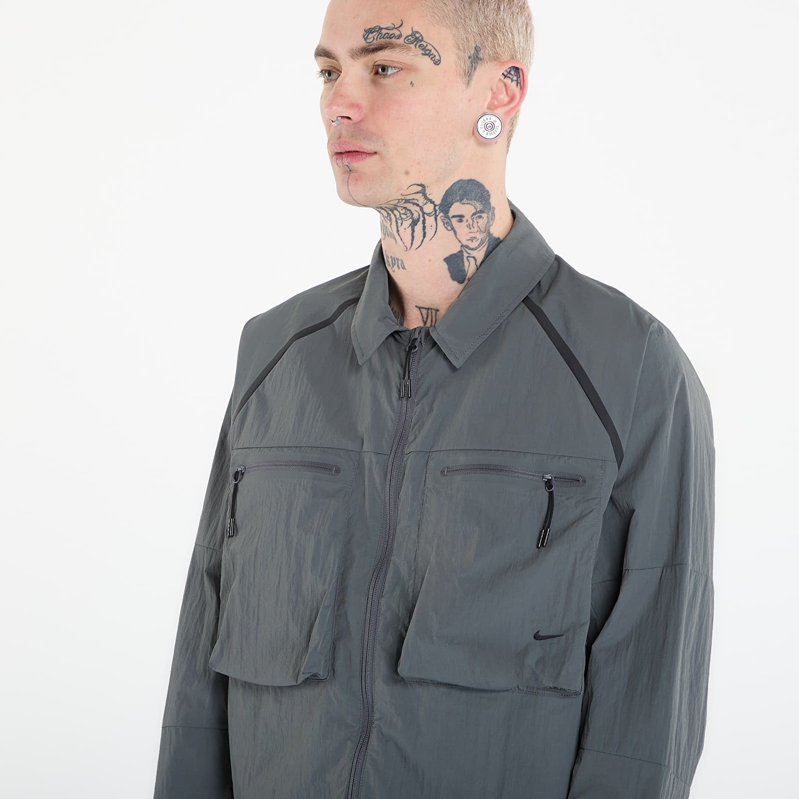 Camice Nike Tech Men's Long-Sleeve Utility Shirt Iron Grey/ Black