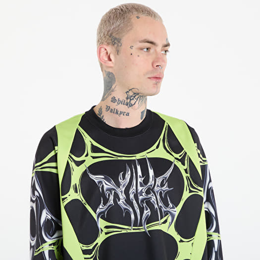 black and volt green shirt