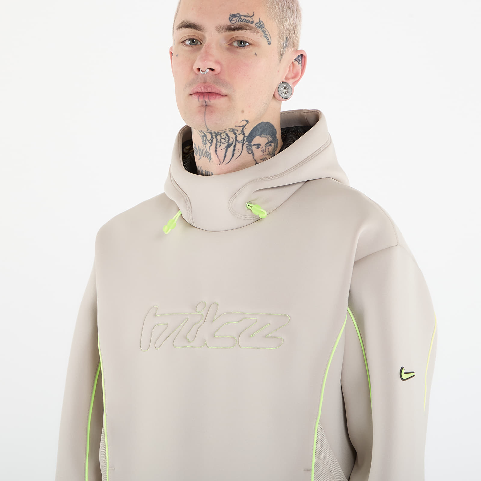 Men's hoodies Nike Project F.R.O.G. Men's Bubble Mesh Pullover Hoodie Cream Ii/ Black/ Volt Ice/ Volt Ice