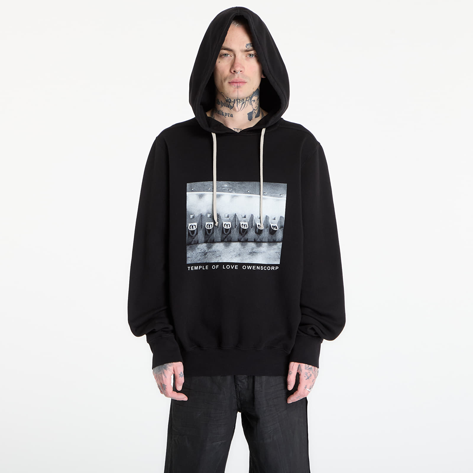 Džemperiai su gobtuvais ir džemperiai Rick Owens DRKSHDW Oversized Hoodie Black/ Milk