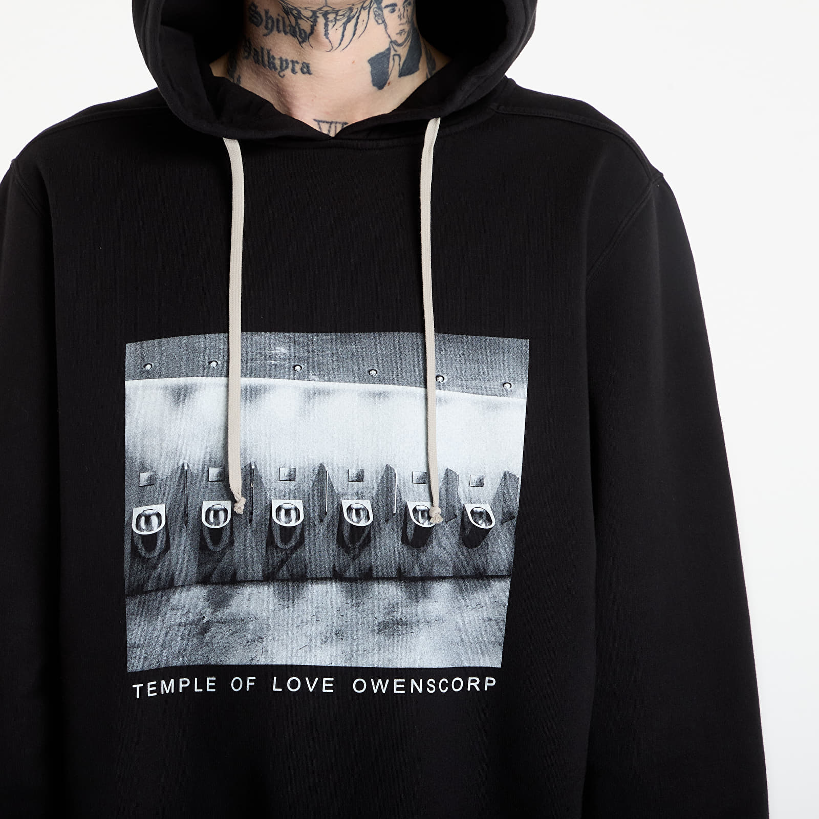 Džemperiai su gobtuvais ir džemperiai Rick Owens DRKSHDW Oversized Hoodie Black/ Milk