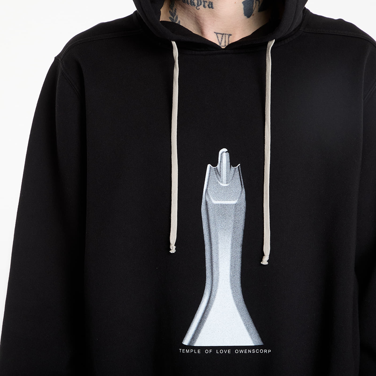 Džemperiai su gobtuvais ir džemperiai Rick Owens DRKSHDW Oversized Hoodie Black/ Milk