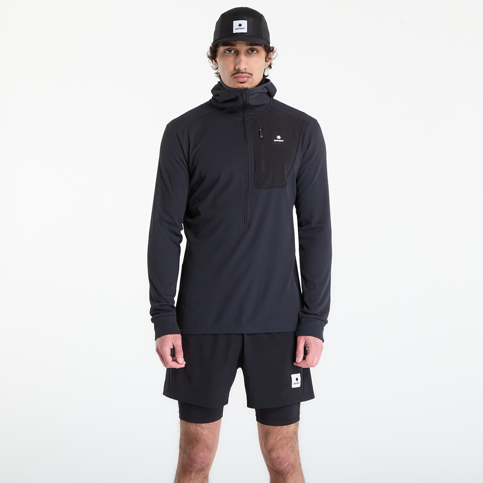 Hættetrøjer og sweatshirts SAYSKY Combat Half Zip Fleece Hoodie Black