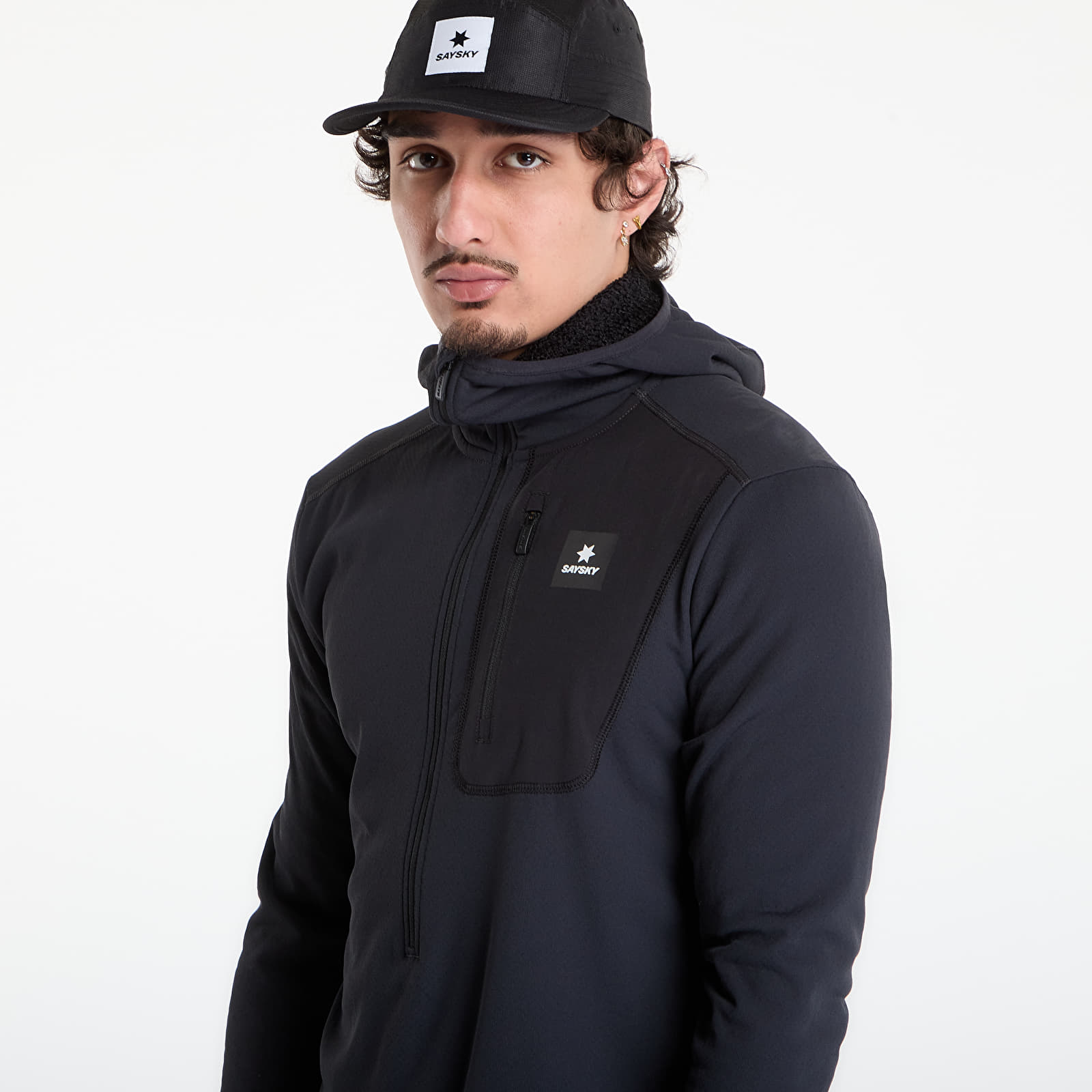 Hættetrøjer og sweatshirts SAYSKY Combat Half Zip Fleece Hoodie Black
