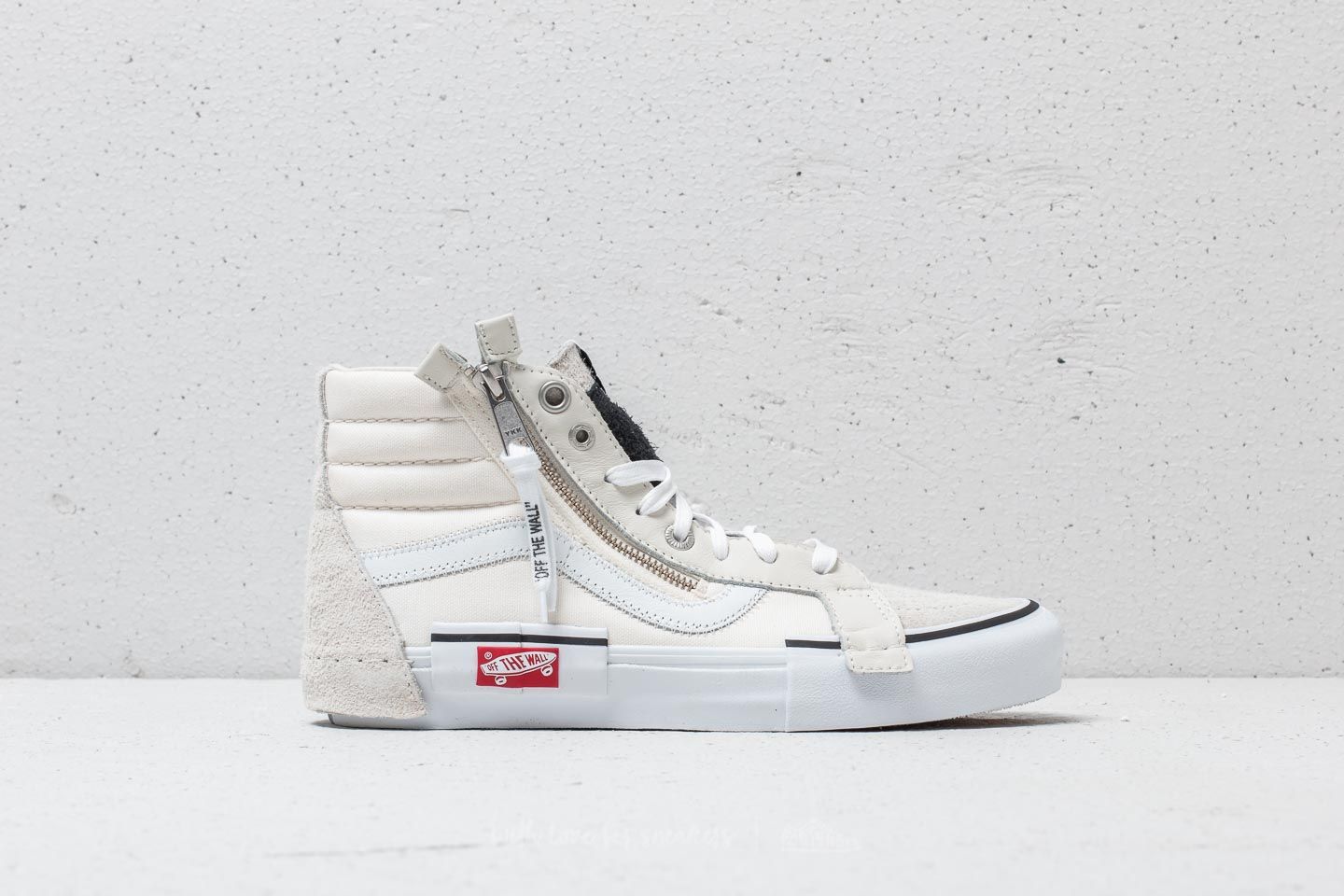 Vans sk8 hi cut and paste white top
