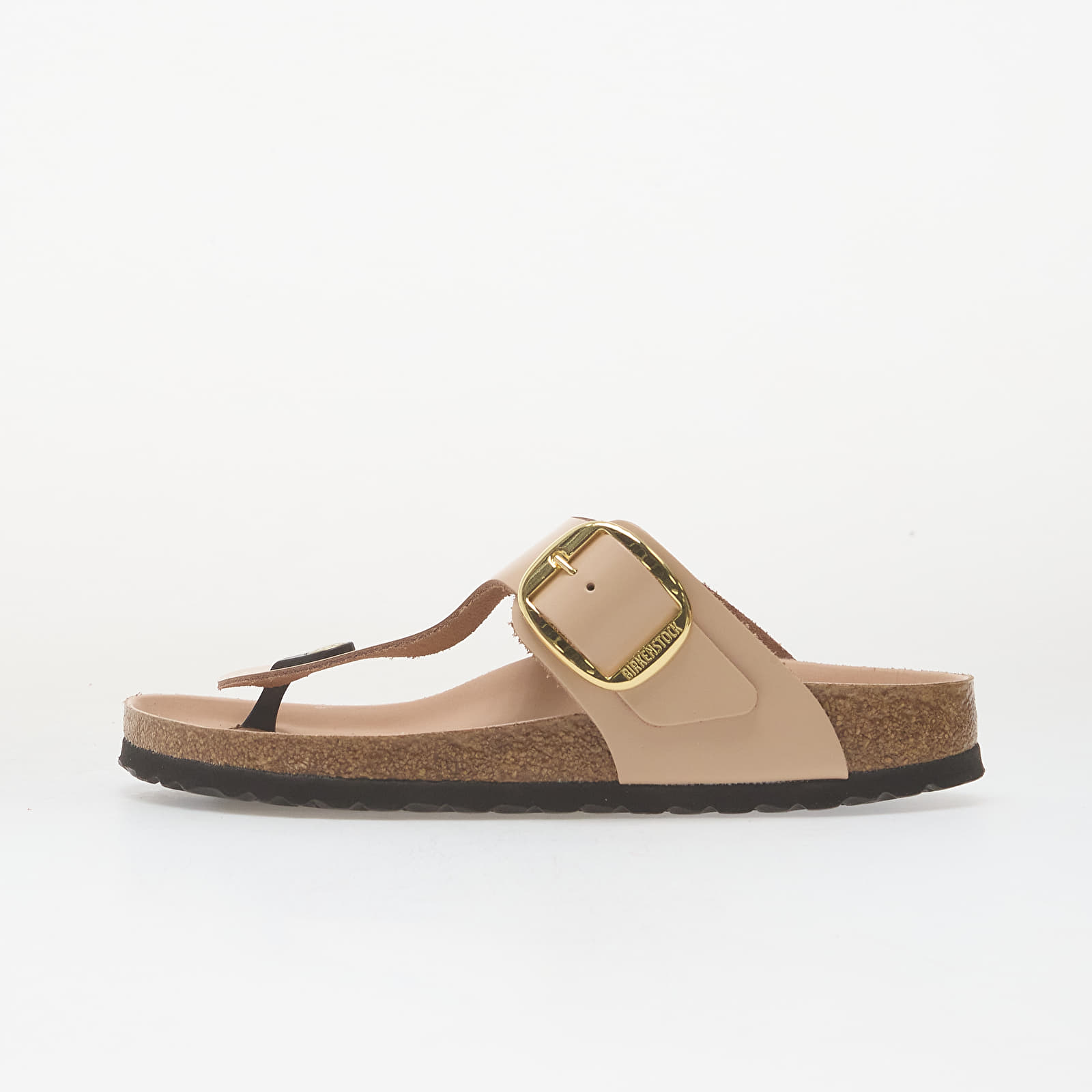 Női cipők Birkenstock Gizeh Big Buckle Natural Leather Patent Women High-Shine New Beige