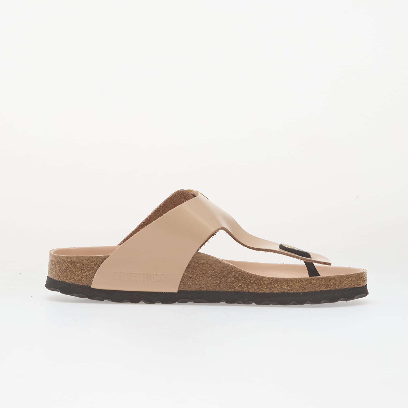 Női cipők Birkenstock Gizeh Big Buckle Natural Leather Patent Women High-Shine New Beige