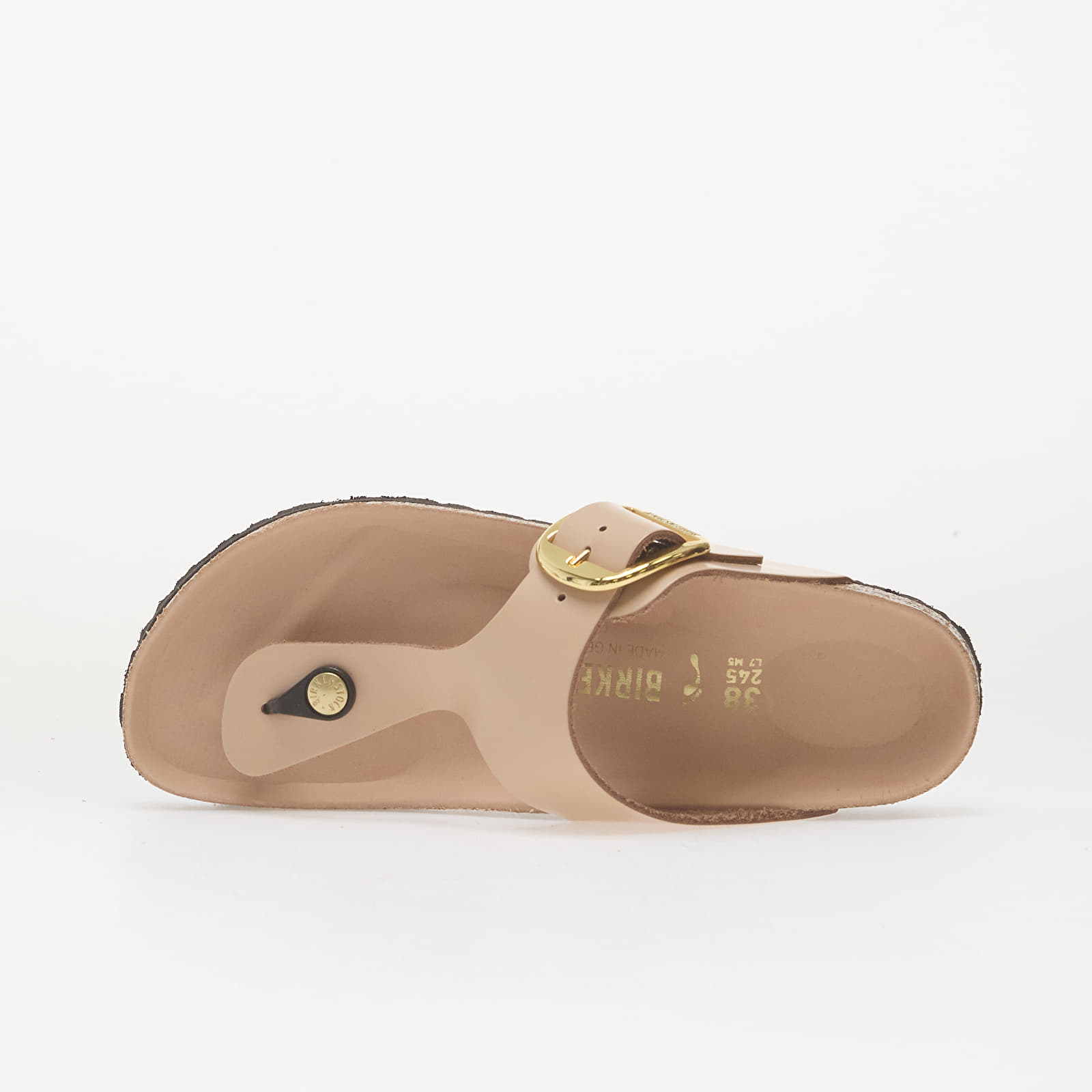 Női cipők Birkenstock Gizeh Big Buckle Natural Leather Patent Women High-Shine New Beige