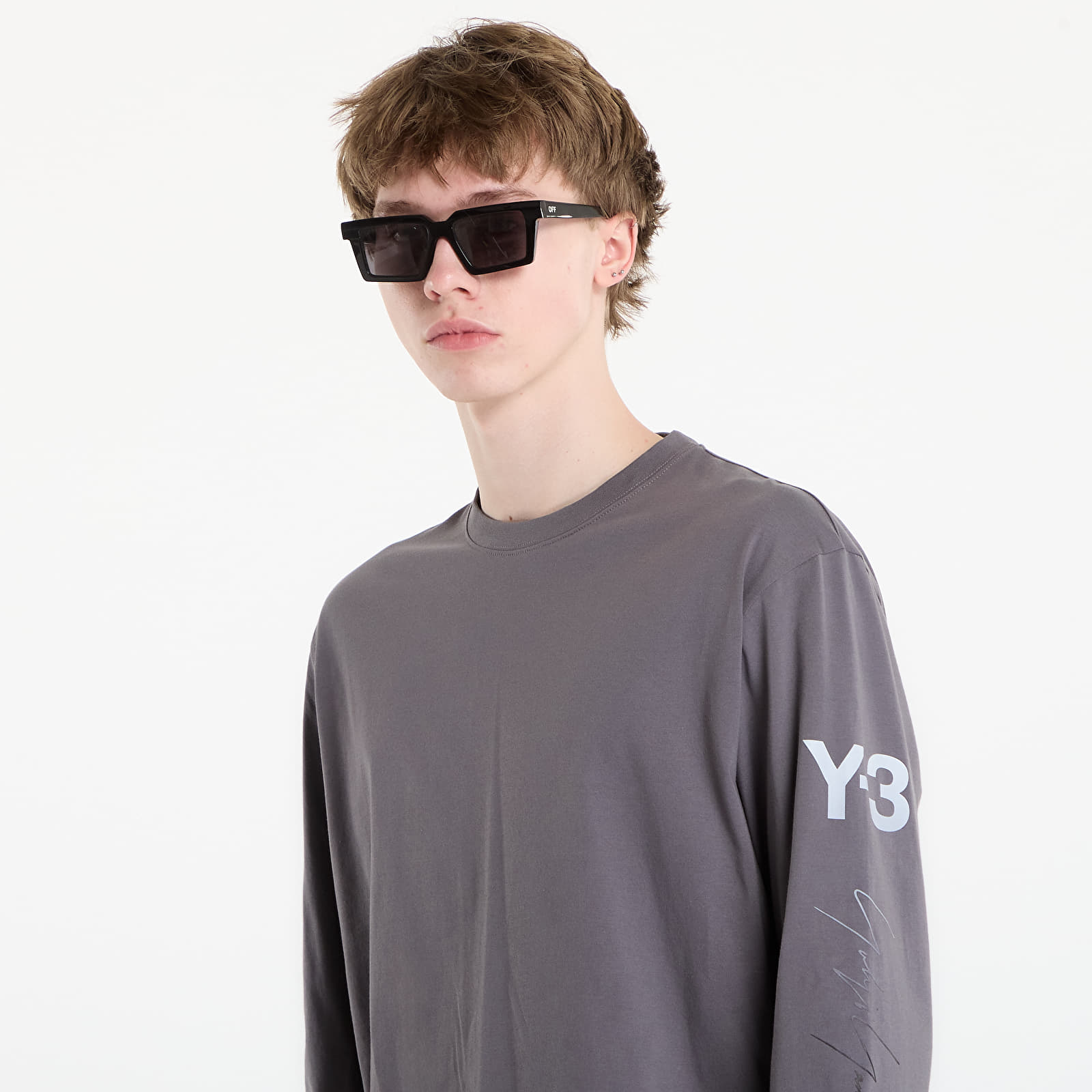 Pánske tričká Y-3 x Mercedes-AMG PETRONAS Formula One Team Chaos Logo Long Sleeve T Shirt Granite