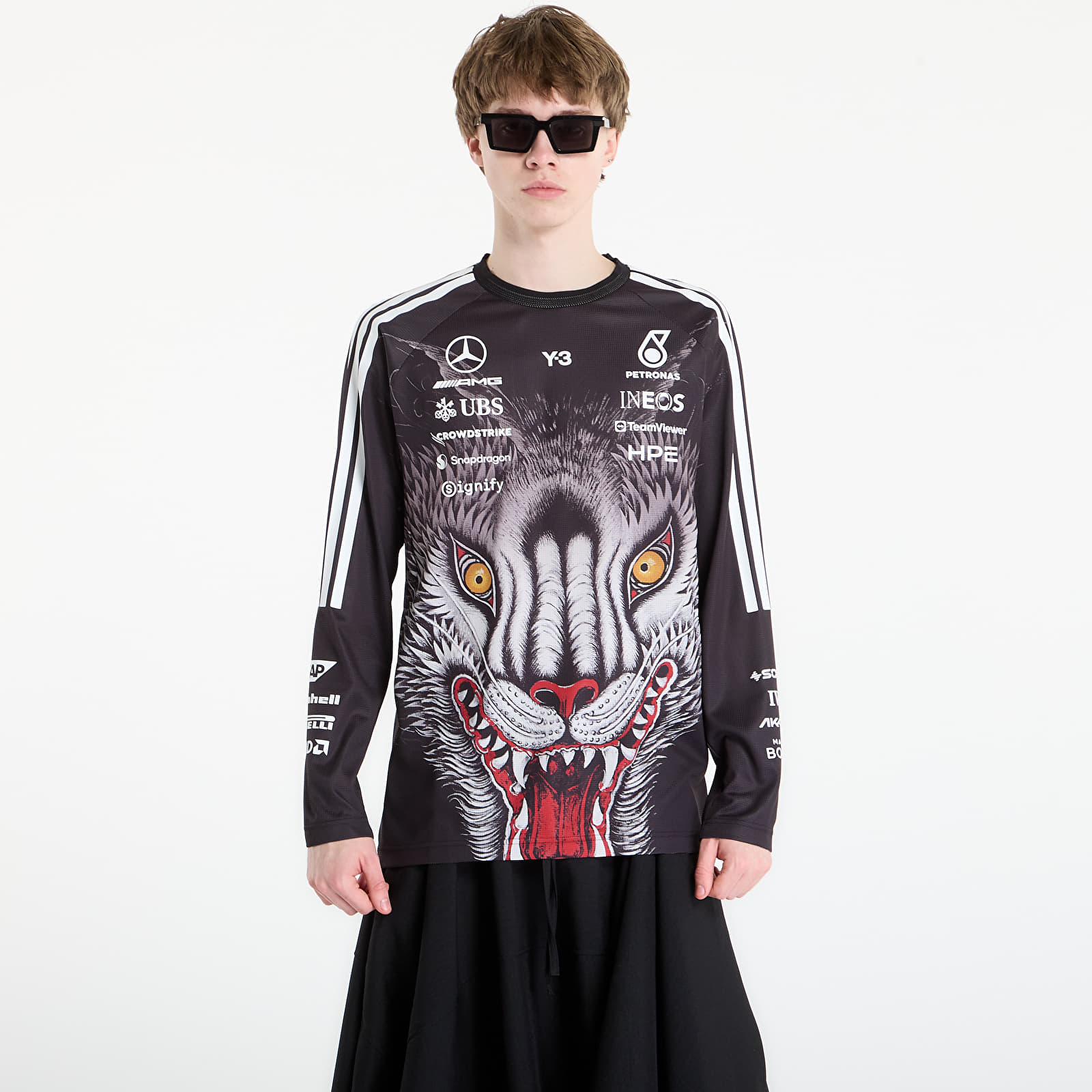 Men's T-shirts Y-3  x Mercedes-AMG PETRONAS Formula One Team Driver Jersey Long Sleeve Black