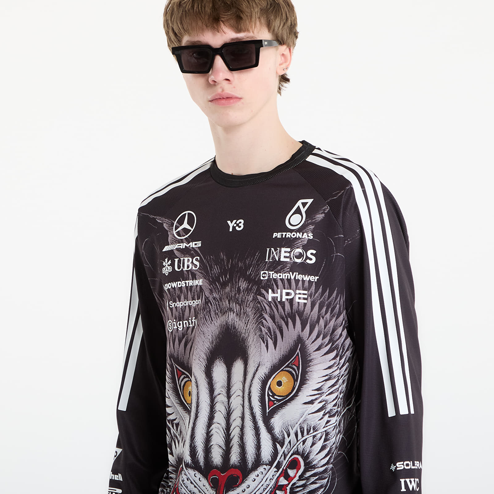 Men's T-shirts Y-3  x Mercedes-AMG PETRONAS Formula One Team Driver Jersey Long Sleeve Black