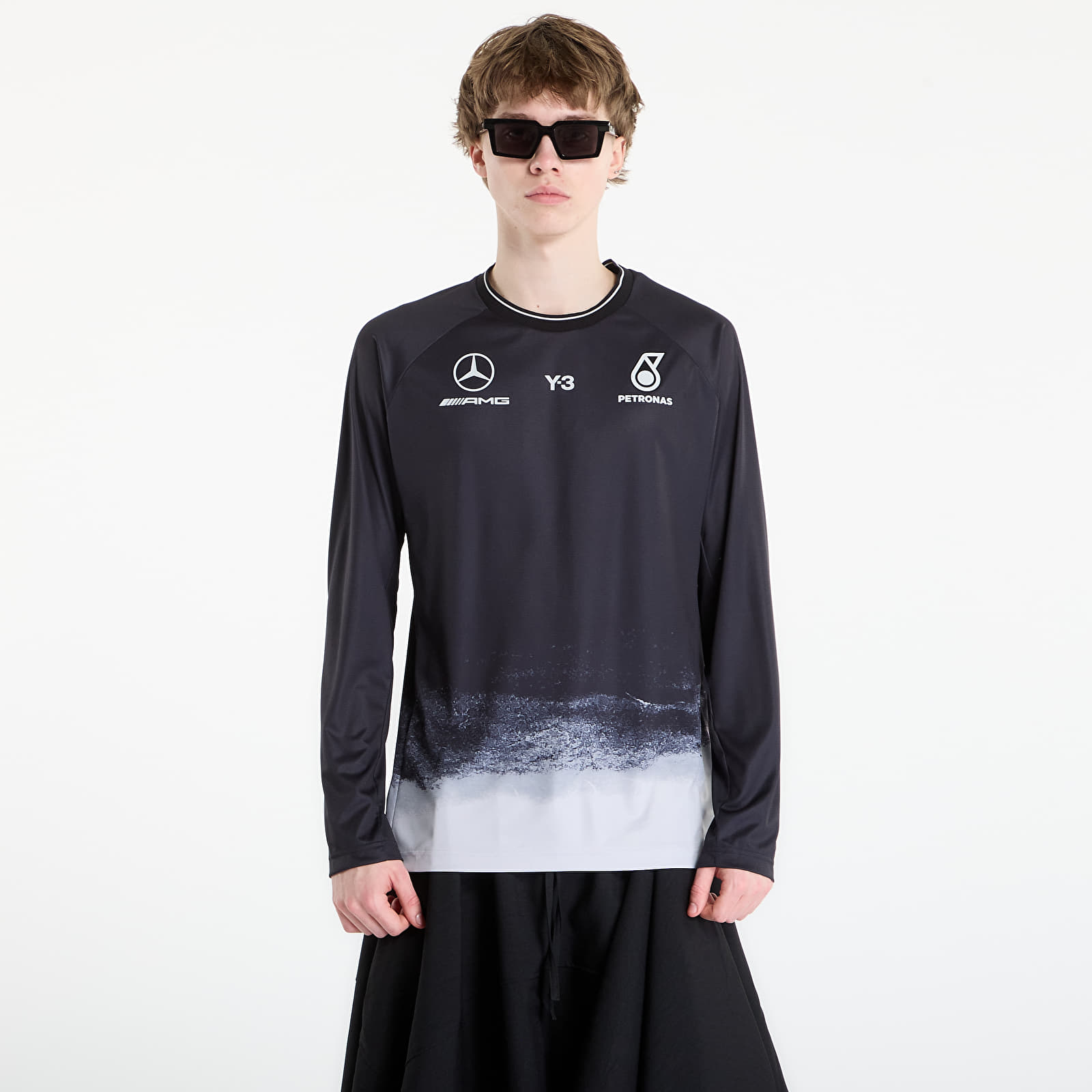 T-shirts til mænd Y-3 x Mercedes-AMG PETRONAS Formula One Team Mechanics Jersey Long Sleeve Black
