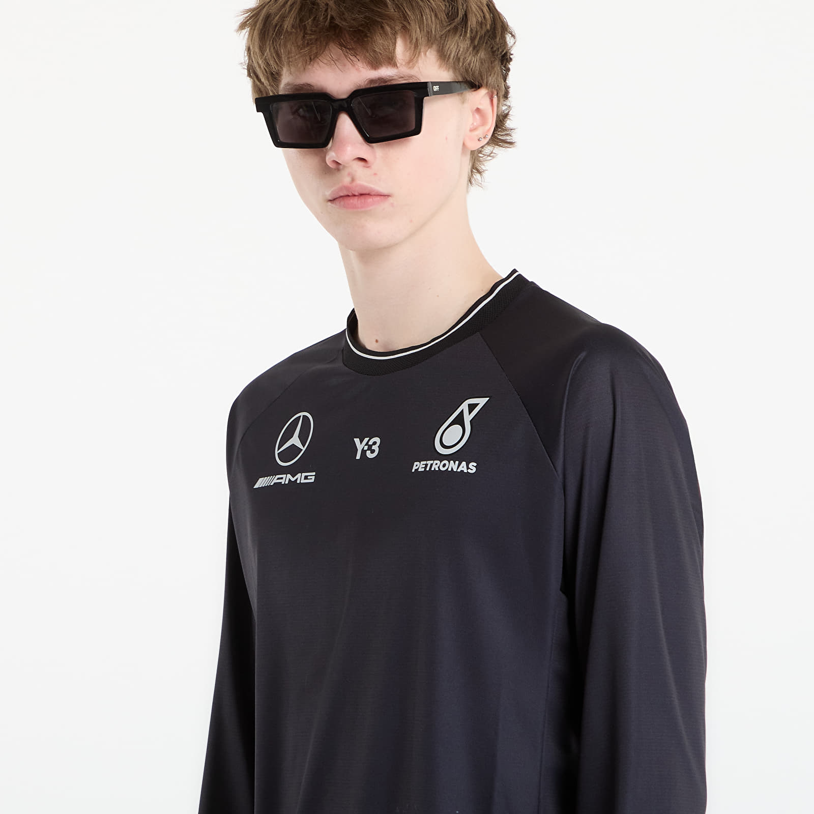 T-shirts til mænd Y-3 x Mercedes-AMG PETRONAS Formula One Team Mechanics Jersey Long Sleeve Black