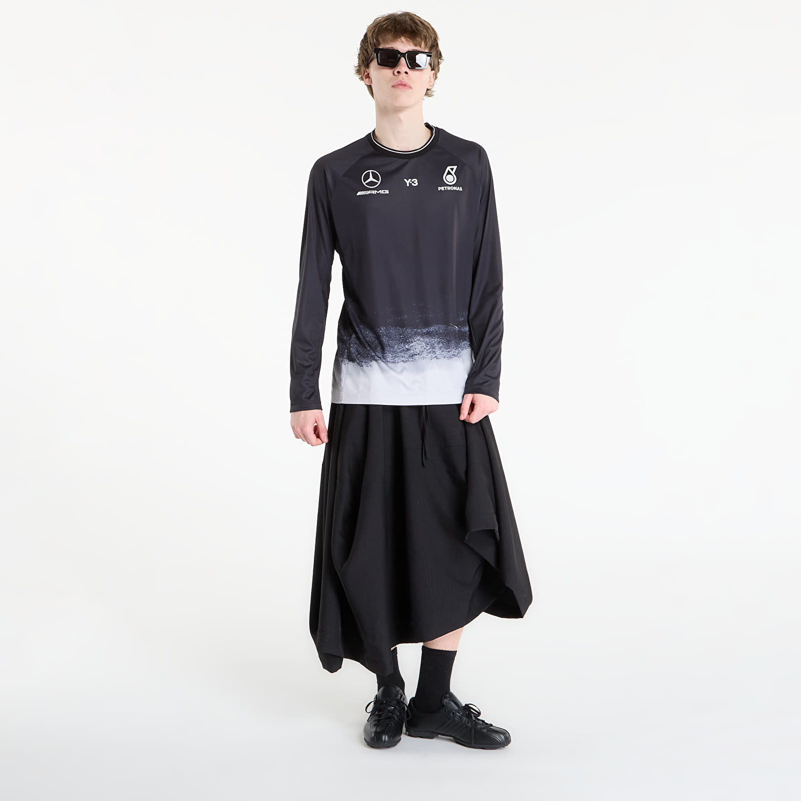 T-shirts til mænd Y-3 x Mercedes-AMG PETRONAS Formula One Team Mechanics Jersey Long Sleeve Black