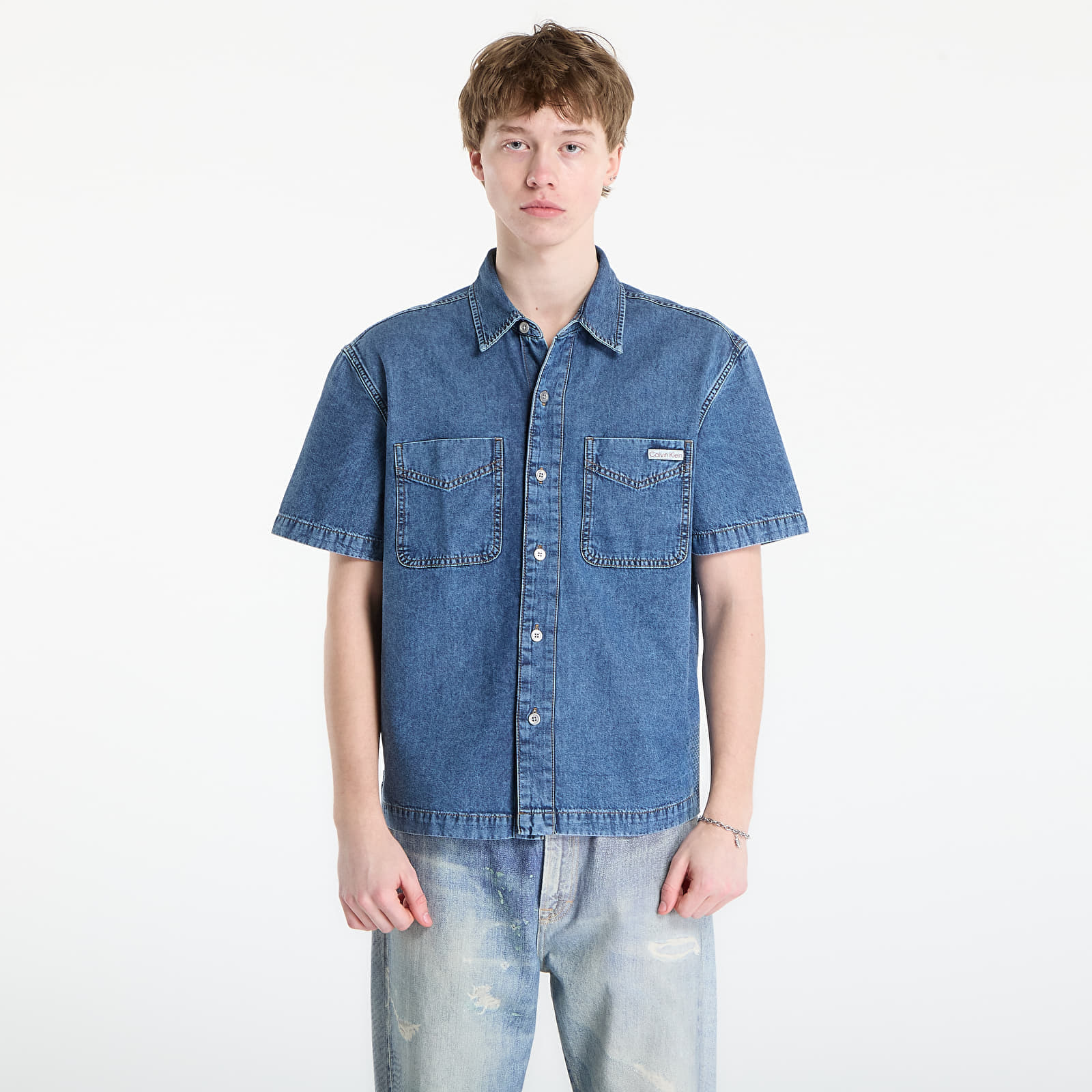 Риза Calvin Klein Jeans Shirt Beckford Blue M