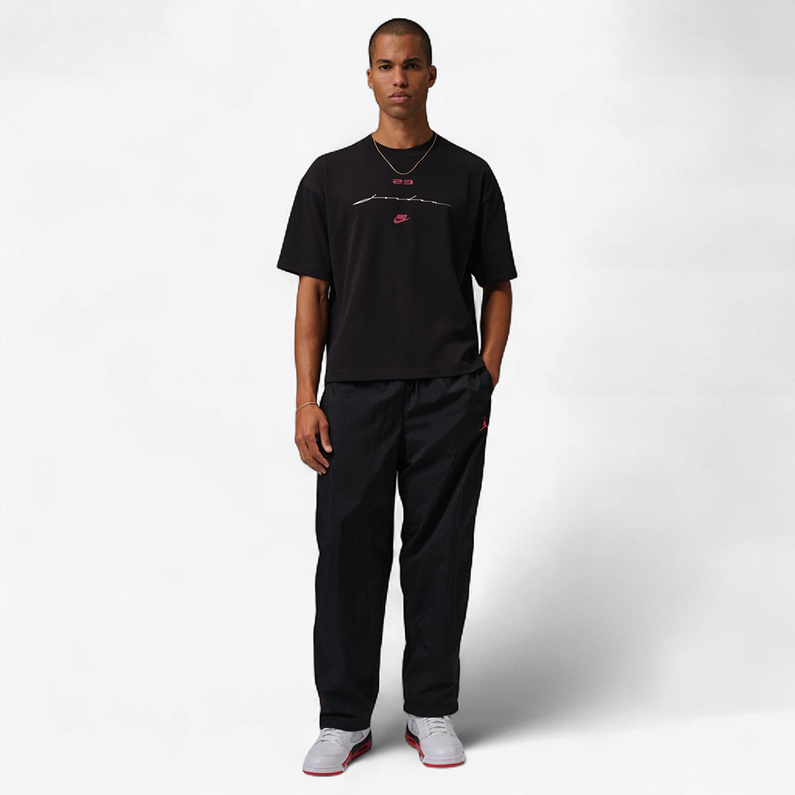 Männer T-Shirts Jordan Flight Men's Script T-Shirt Black/ Gym Red