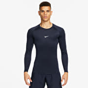 Nike Pro Men's Dri-FIT Tight Long-Sleeve Fitness Top Obsidian/ White