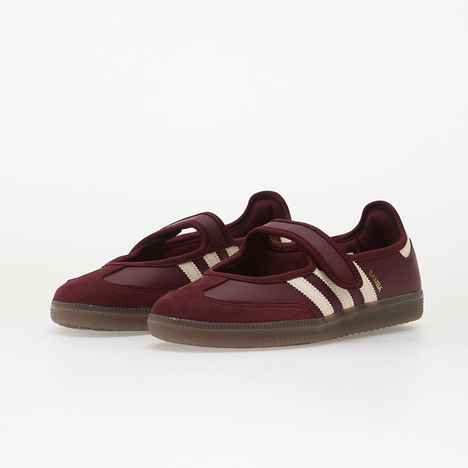 Skor för kvinnor adidas Samba Jane W Maroon/ Crew White/ Gold Metallic