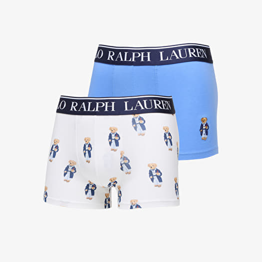 Boksačice Ralph Lauren Trunk Gb 2-Pack White/ Blue