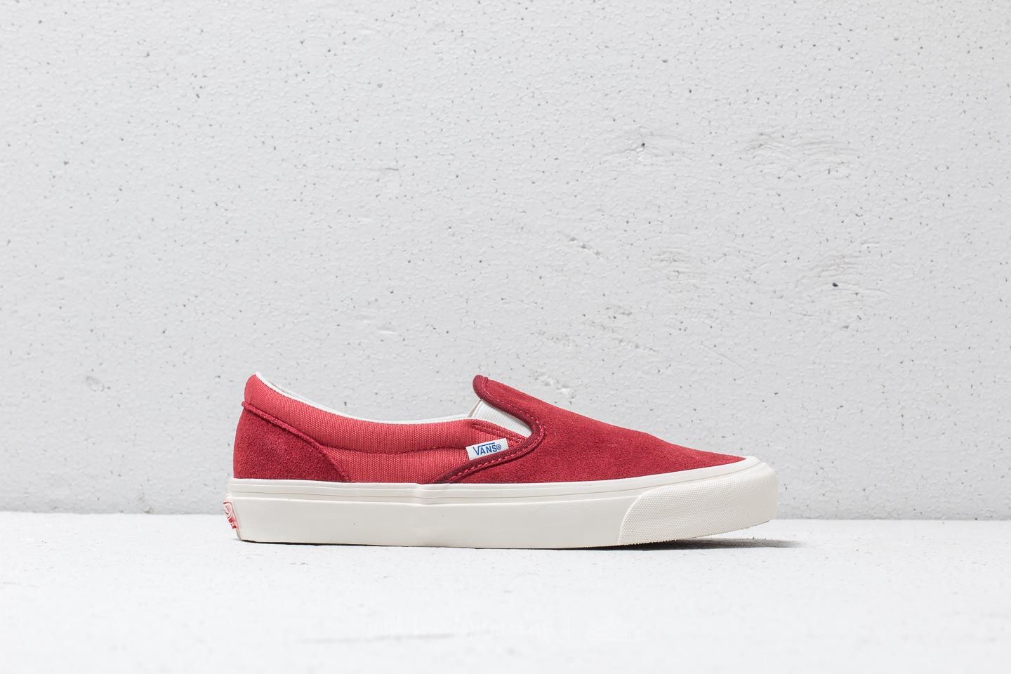 Red suede slip on vans sale